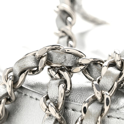 Chanel Metallic Calfskin Quilted Round Bracelet Clutch With Chain Silver 12 of 12