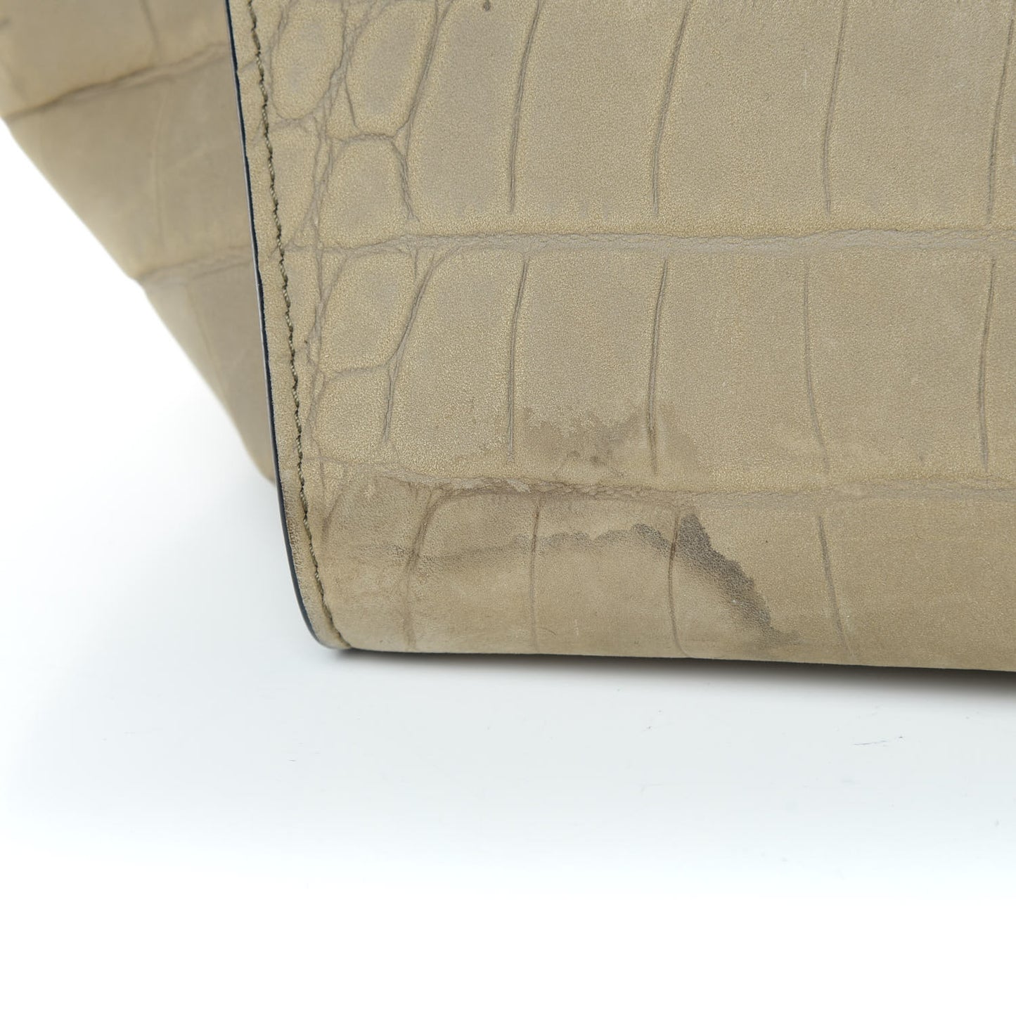 Crocodile Embossed Nubuck Calfskin Small Tie Knot Tote Grey