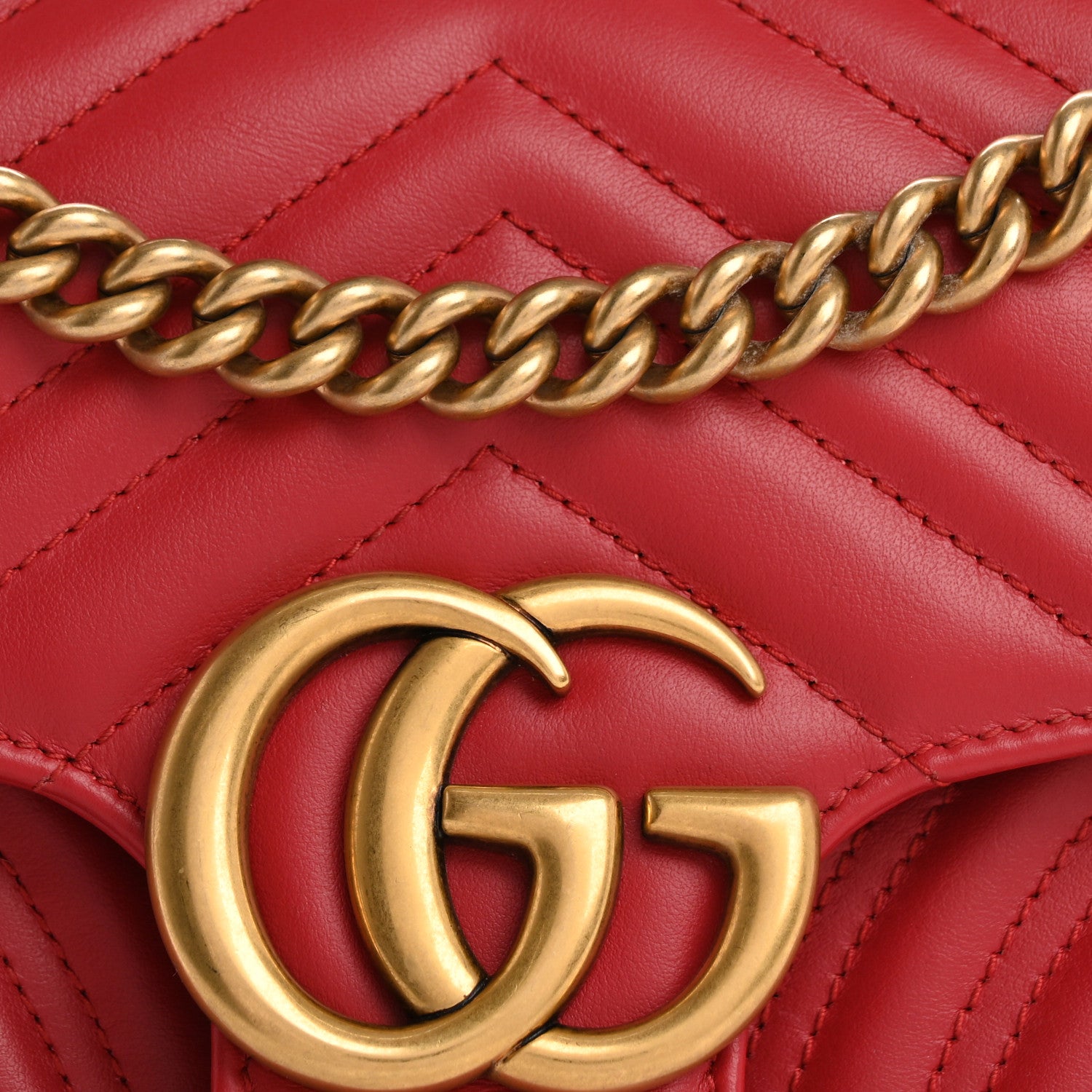 Gucci Calfskin Matelasse Small GG Marmont Shoulder Bag Hibiscus Red 8 of 16