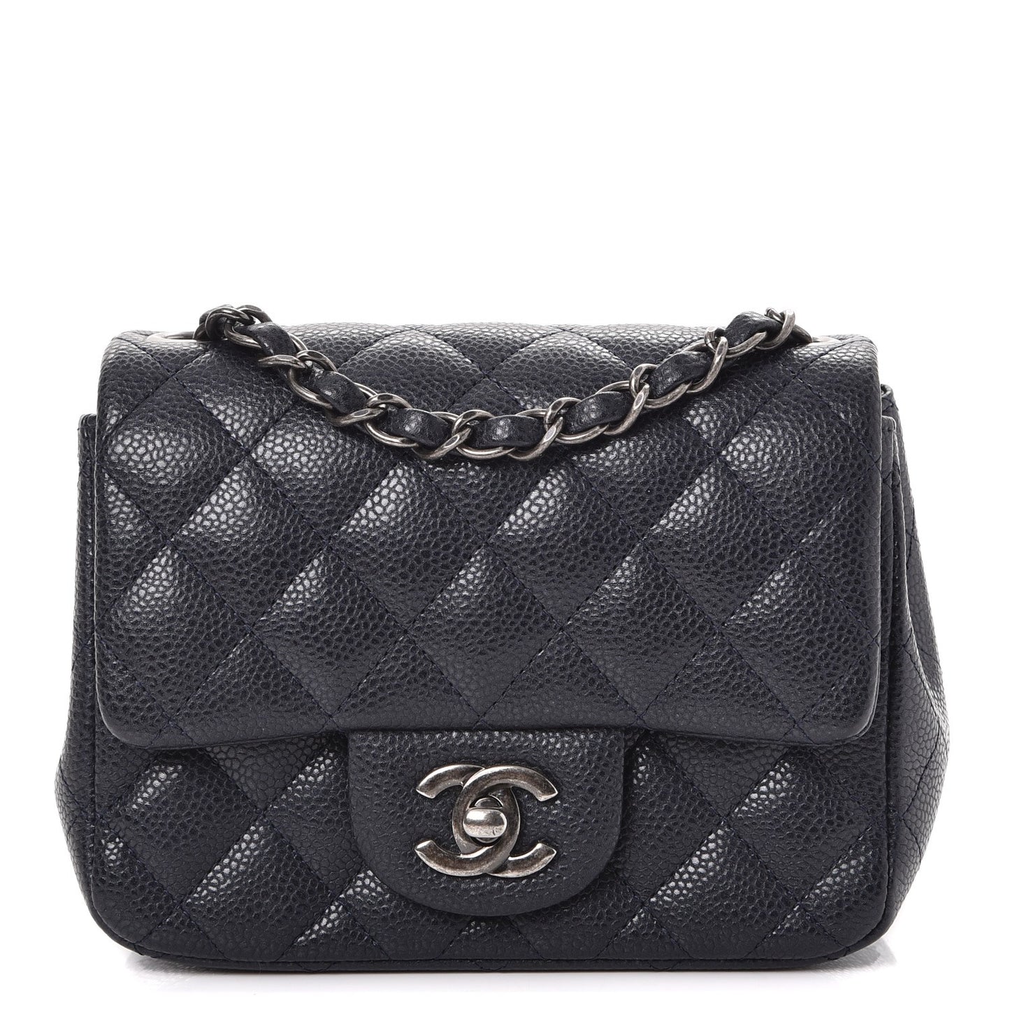 Caviar Quilted Mini Square Flap Navy