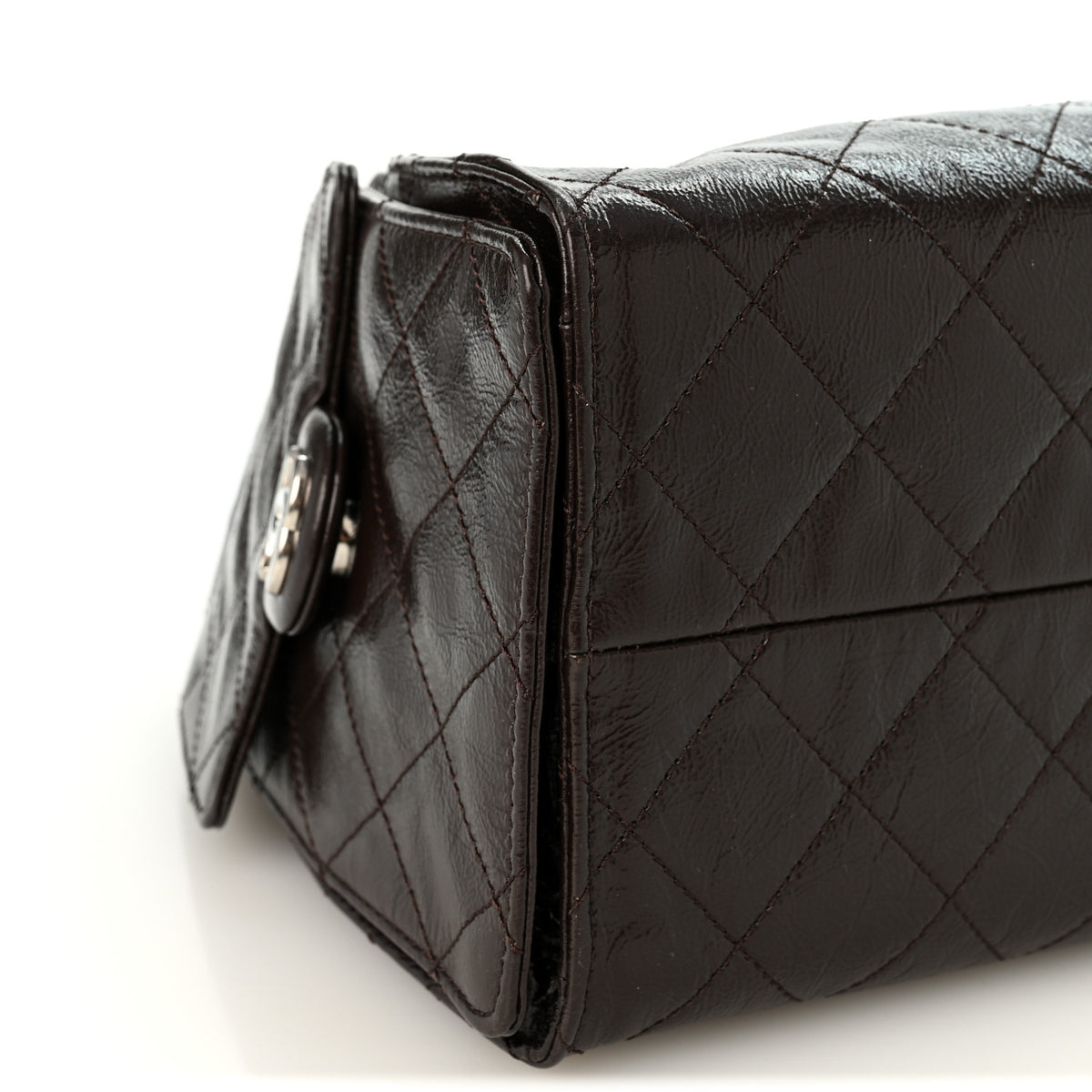 Chanel Shiny Crumpled Calfskin Quilted Small Chanel 25 Handbag Dark Brown 9 of 10