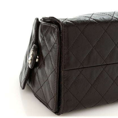 Chanel Shiny Crumpled Calfskin Quilted Small Chanel 25 Handbag Dark Brown 9 of 10