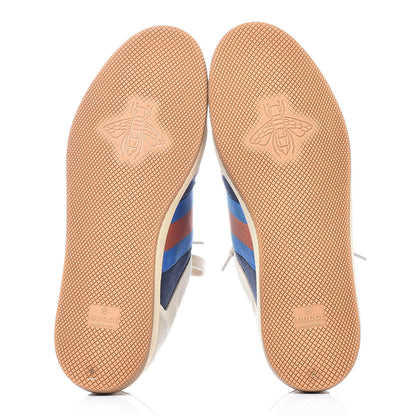 Gucci Nubuck Mini GG Monogram Web Mens Screener Sneakers 8 London Blue Dusty Milk 7 of 14