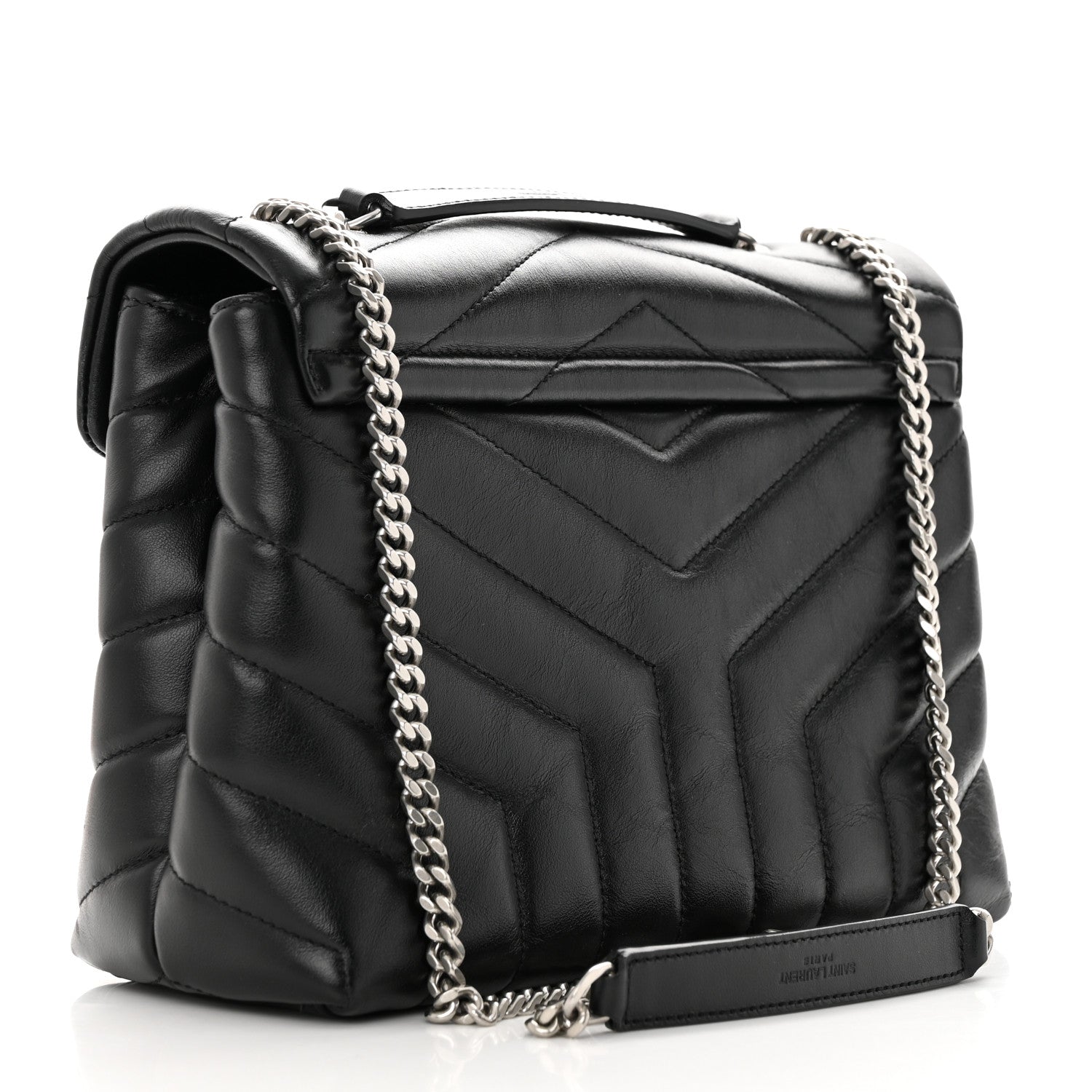 Saint Laurent Calfskin Y Quilted Monogram Small Loulou Chain Satchel Black 3 of 13