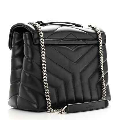 Saint Laurent Calfskin Y Quilted Monogram Small Loulou Chain Satchel Black 3 of 13