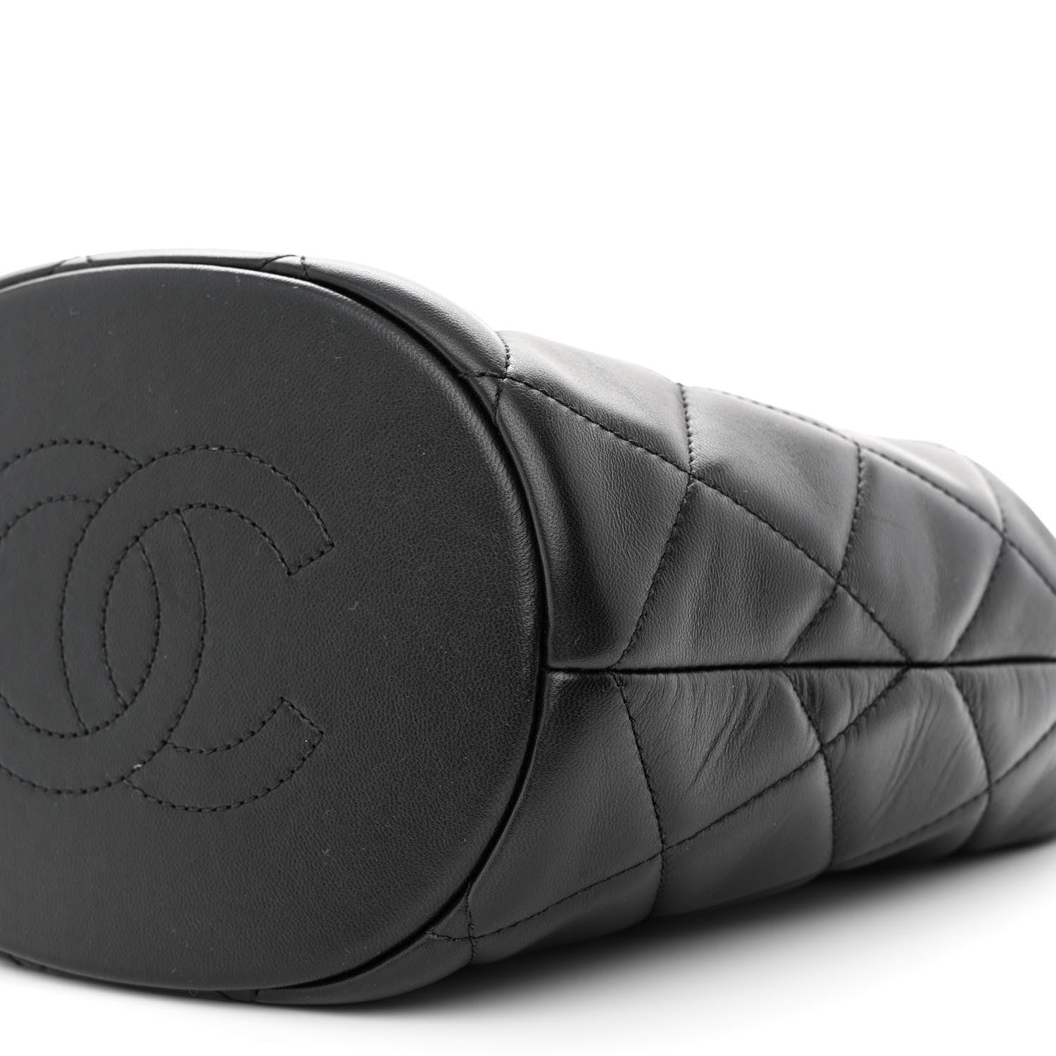 Chanel Lambskin Quilted My Perfect Chain Bucket Drawstring Bag Black 9 of 10