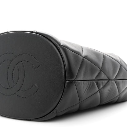 Chanel Lambskin Quilted My Perfect Chain Bucket Drawstring Bag Black 9 of 10