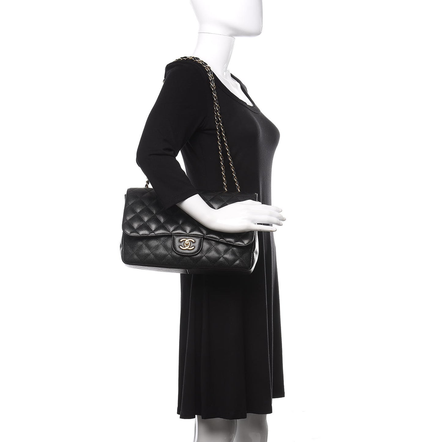 Caviar Quilted Jumbo Single Flap Black