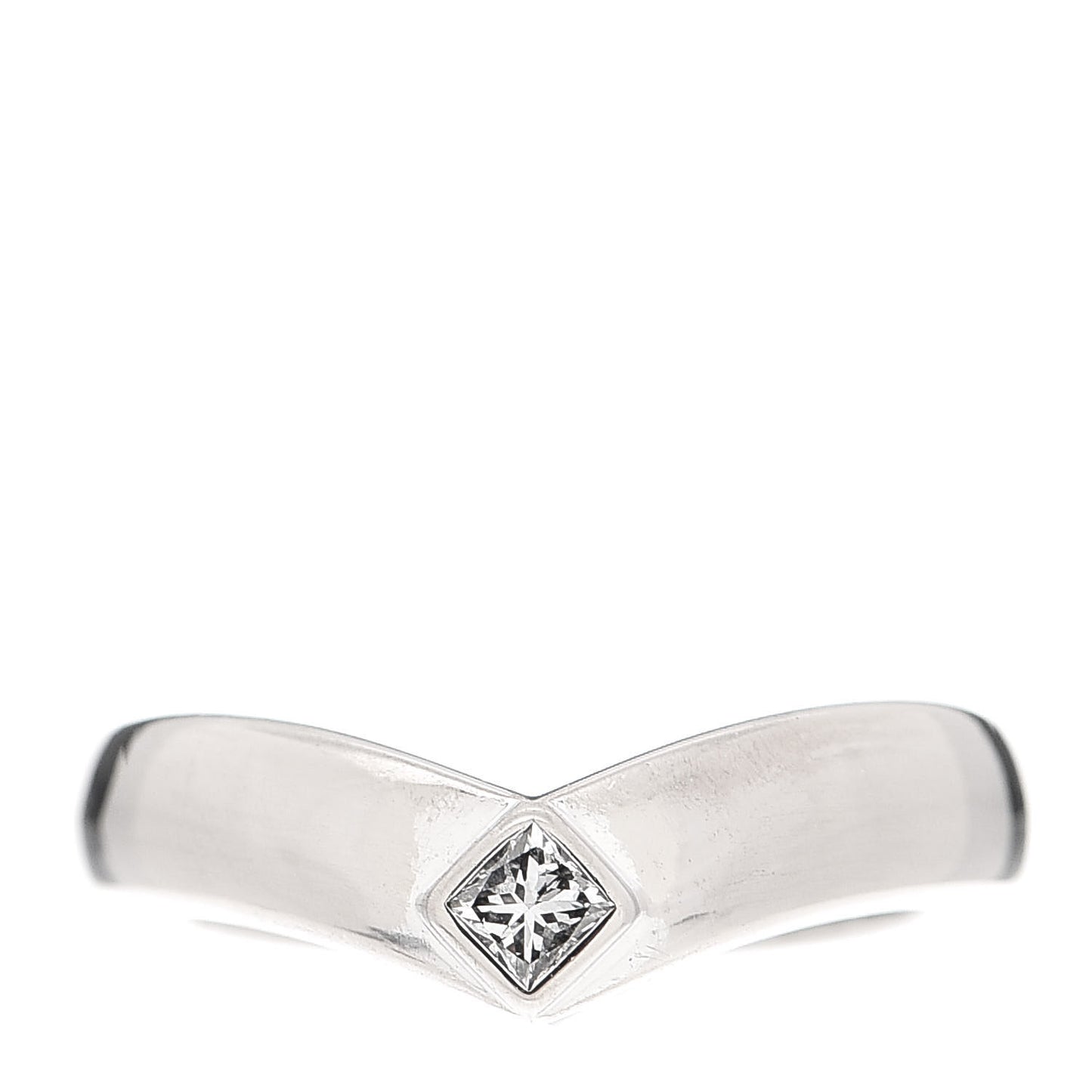18K White Gold Diamond Solitaire V Band Ring 49 4.75