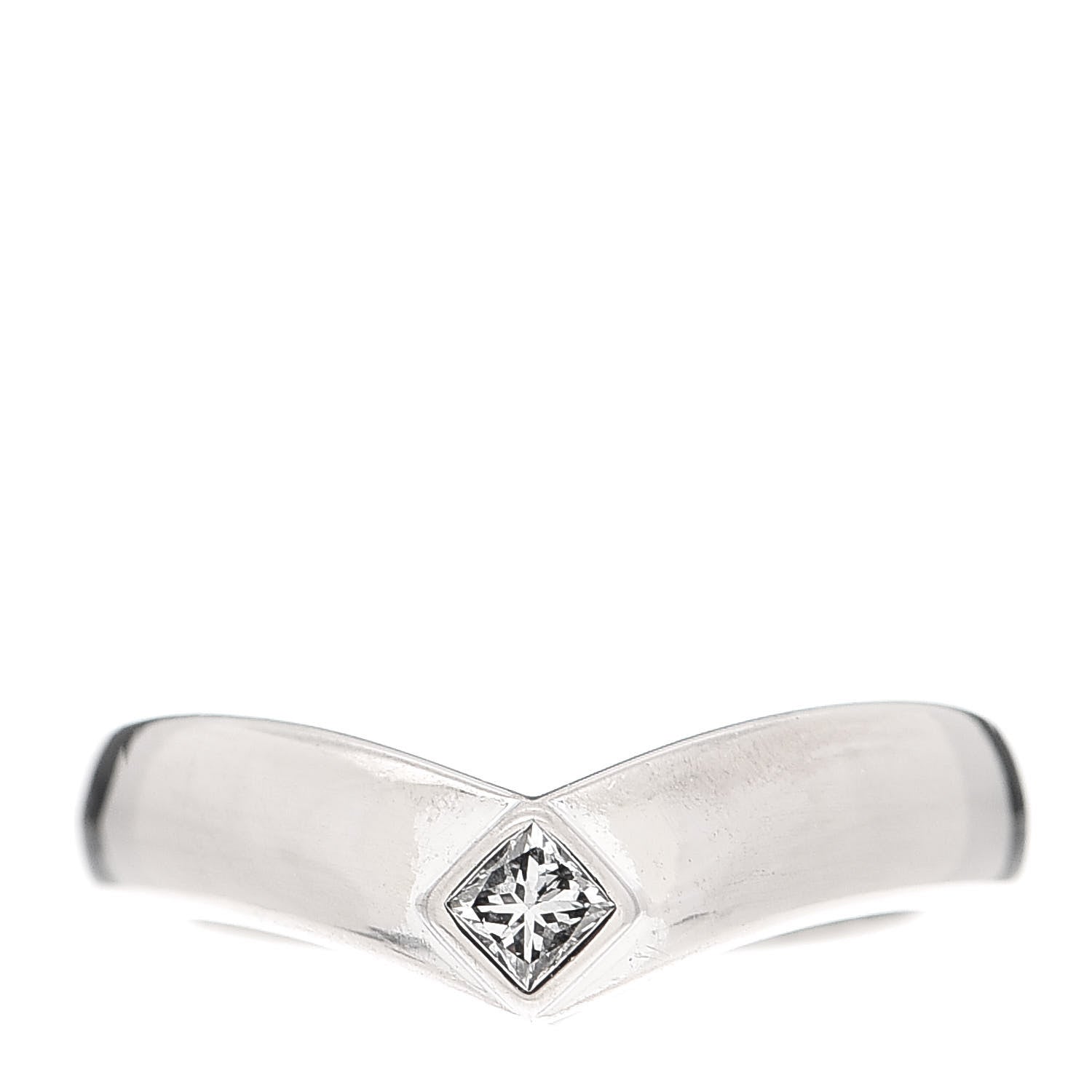 Cartier 18K White Gold Diamond Solitaire V Band Ring 49 4.75 1 of 4