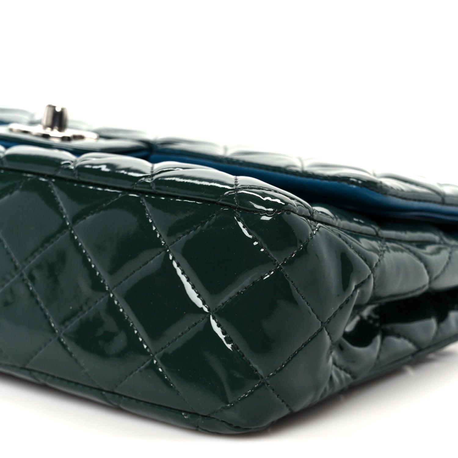 Chanel Patent Quilted Medium Double Flap Blue 11 of 12