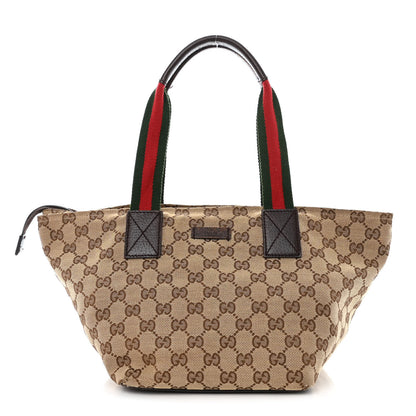 Gucci GG Monogram Small Web Handle Bucket Tote Dark Brown 1 of 12