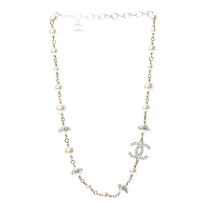 Chanel Crystal Pearl CC Long Necklace Gold 3 of 4