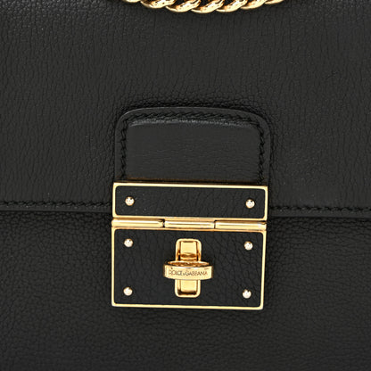 Dolce & Gabbana Grained Calfskin Rosalia Shoulder Bag Black 7 of 9