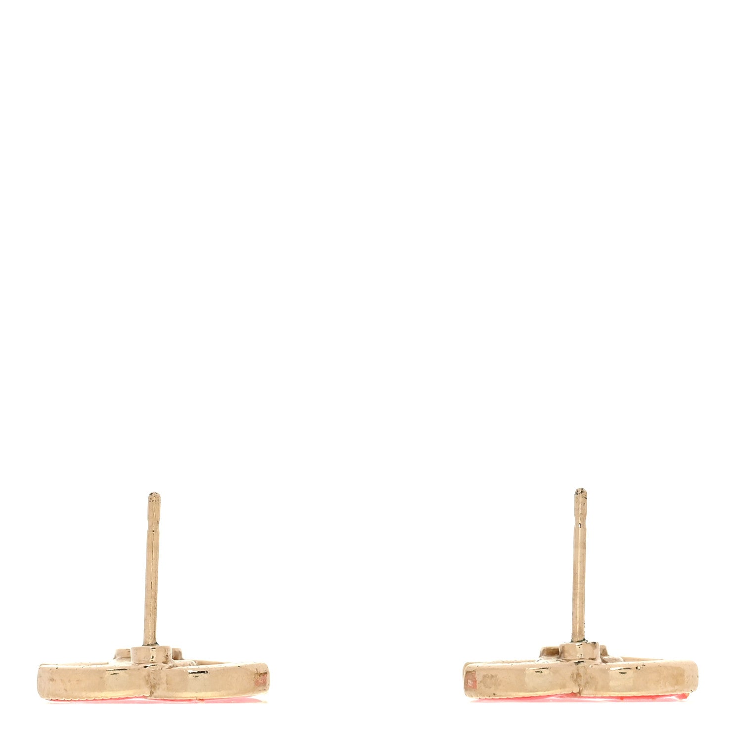 Chanel Metal Enamel CC Earrings Hot Pink 3 of 4