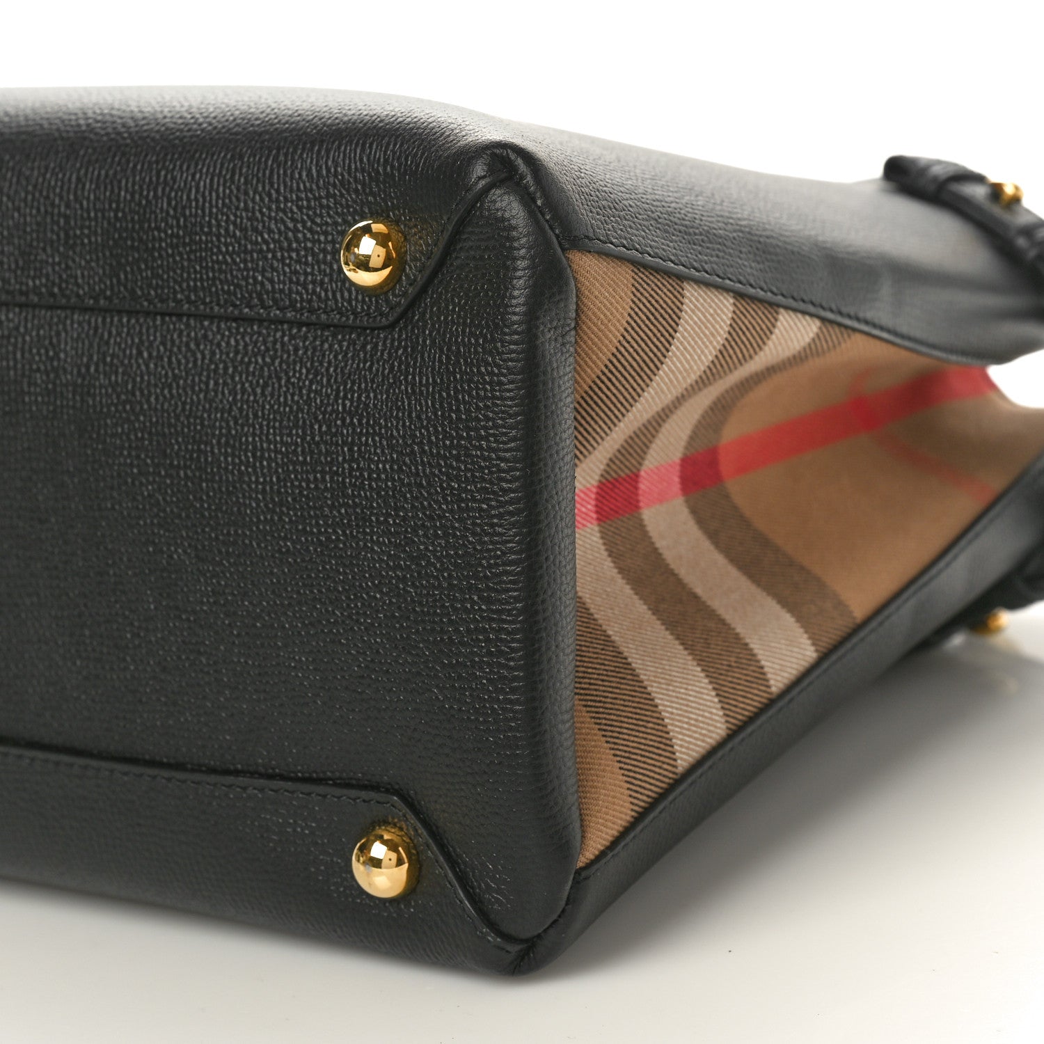 Burberry Derby Calfskin House Check Medium Banner Tote Black 9 of 10
