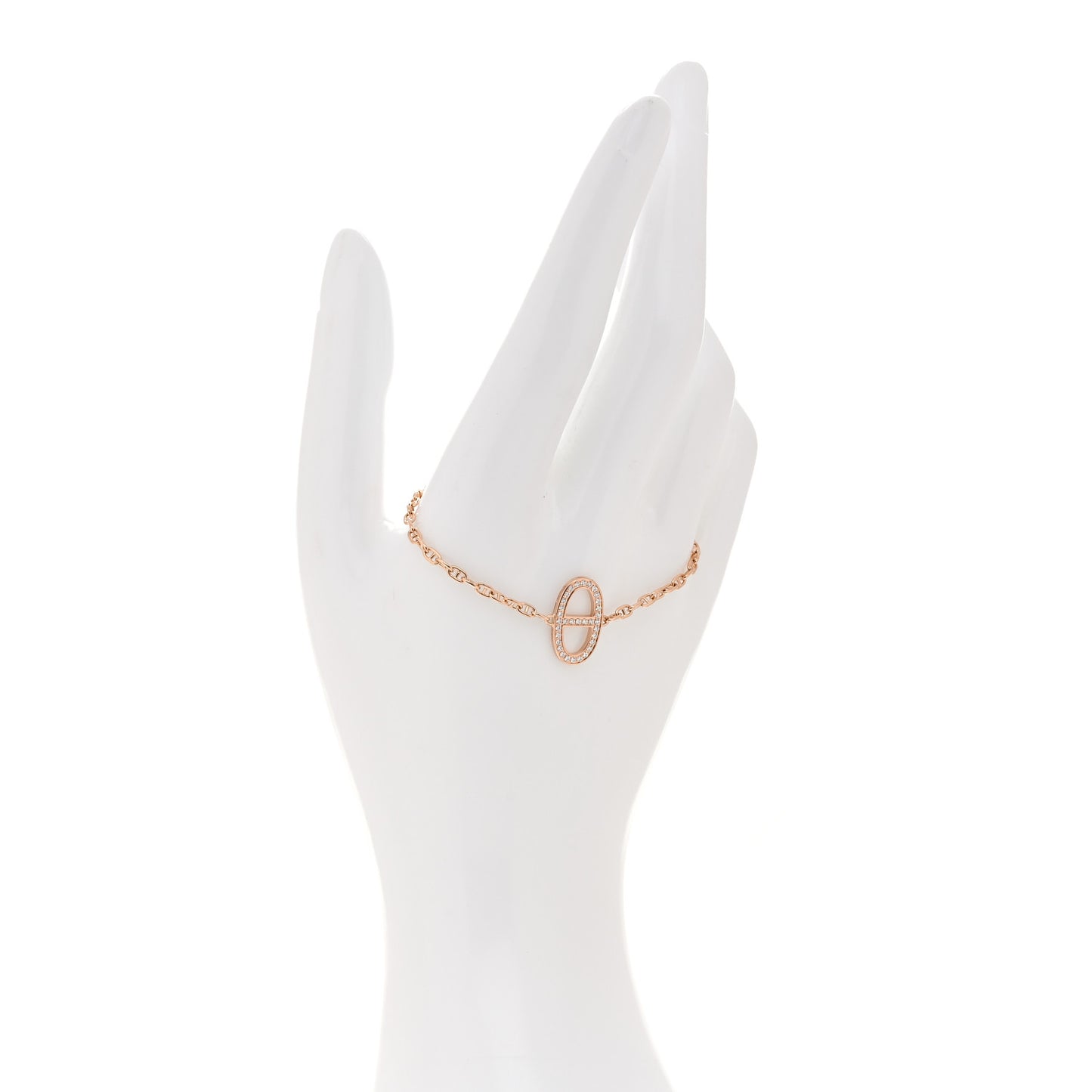18K Rose Gold Diamond Chaine D'Ancre Contour Bracelet XS