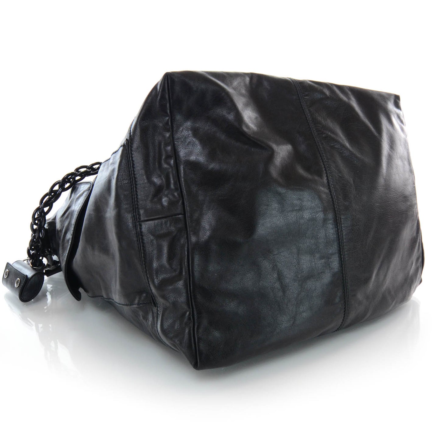 Mens Leather Large Crest Trademark Tote Black