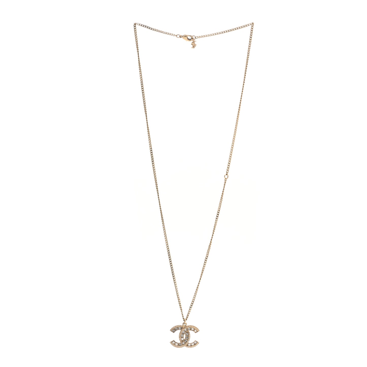 Baguette Crystal CC Necklace Gold