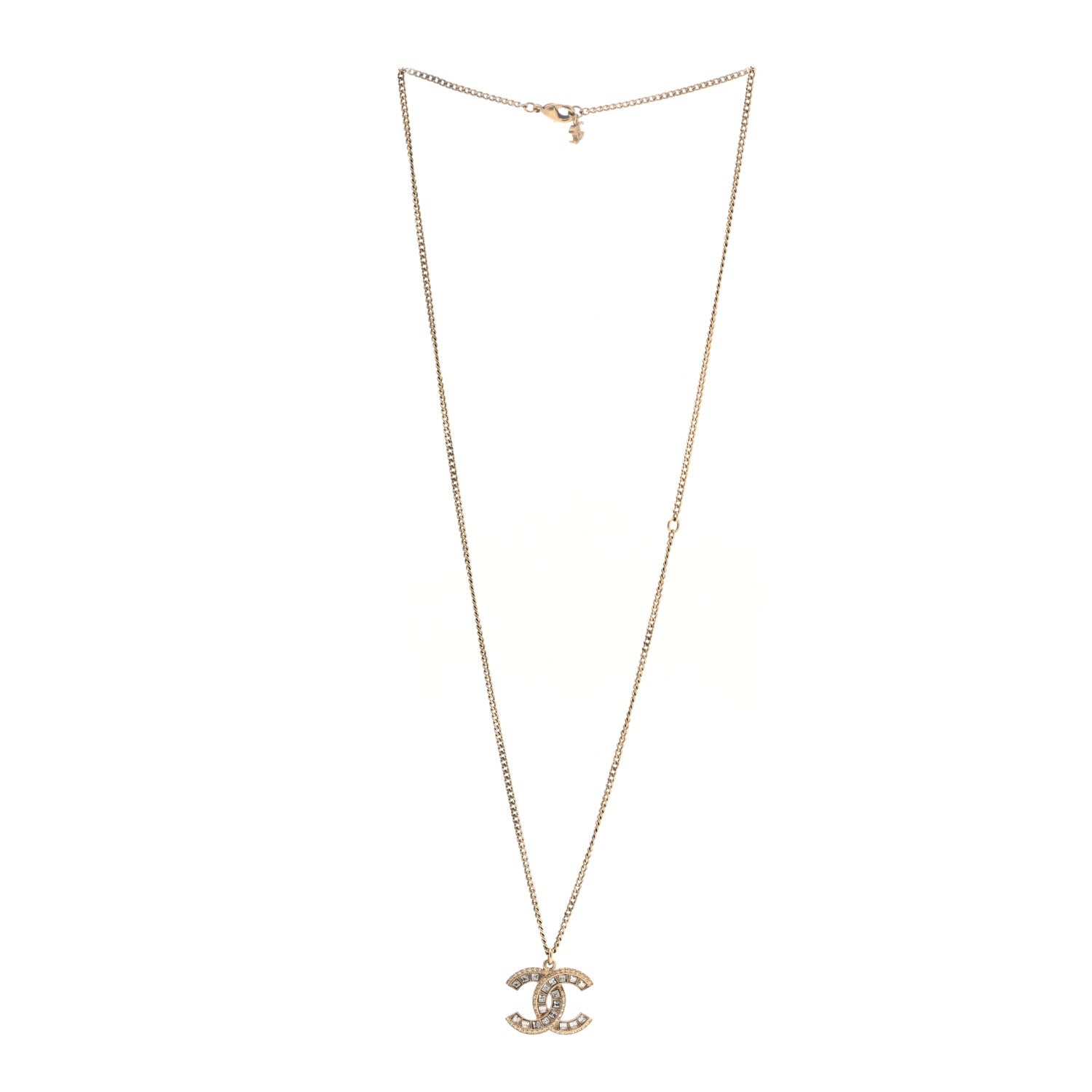 Chanel Baguette Crystal CC Necklace Gold 3 of 5
