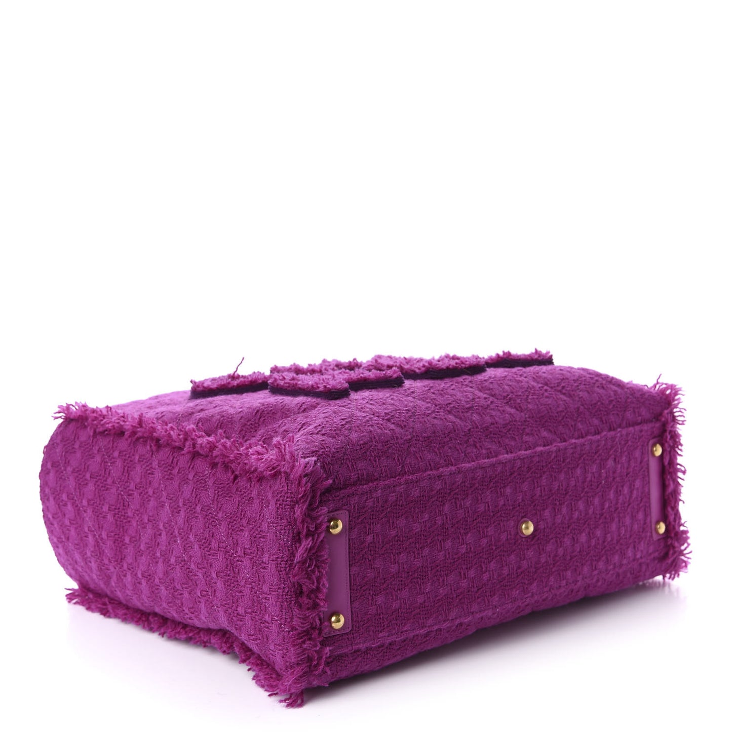 Wool Tweed Large Zipped Shopping Tote Magenta
