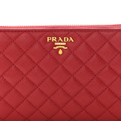 Prada Saffiano Quilted Zip Around Wallet Rosso 7 of 9