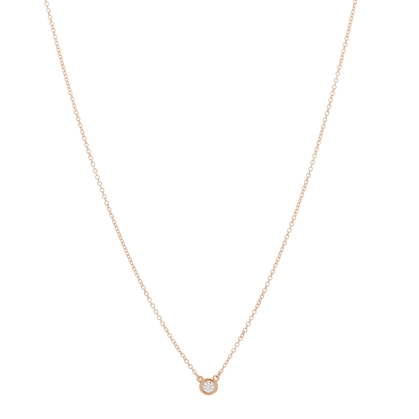 18K Rose Gold Diamond .07ct Elsa Peretti Diamonds by the Yard Pendant Necklace