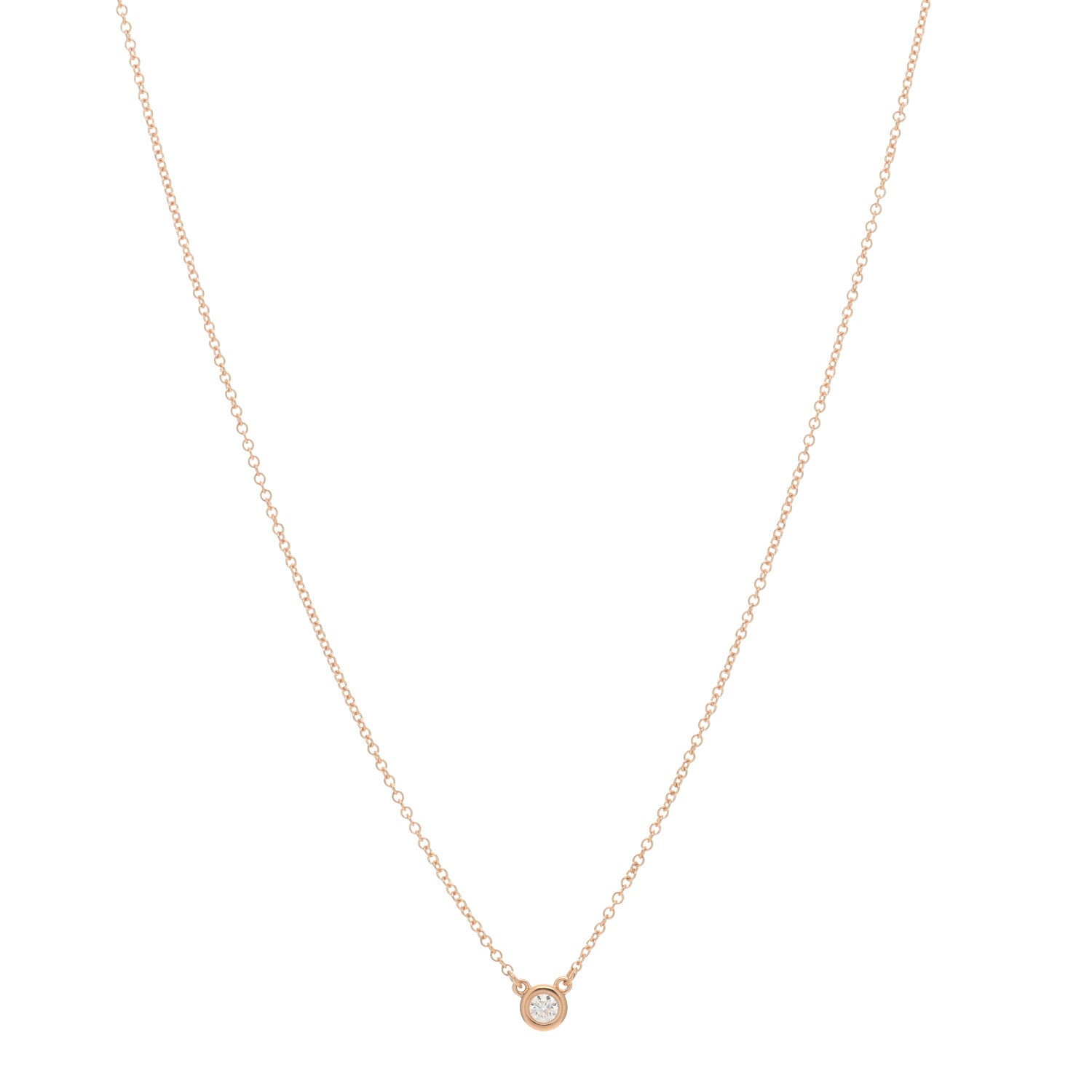 Tiffany 18K Rose Gold Diamond .07ct Elsa Peretti Diamonds by the Yard Pendant Necklace 1 of 3