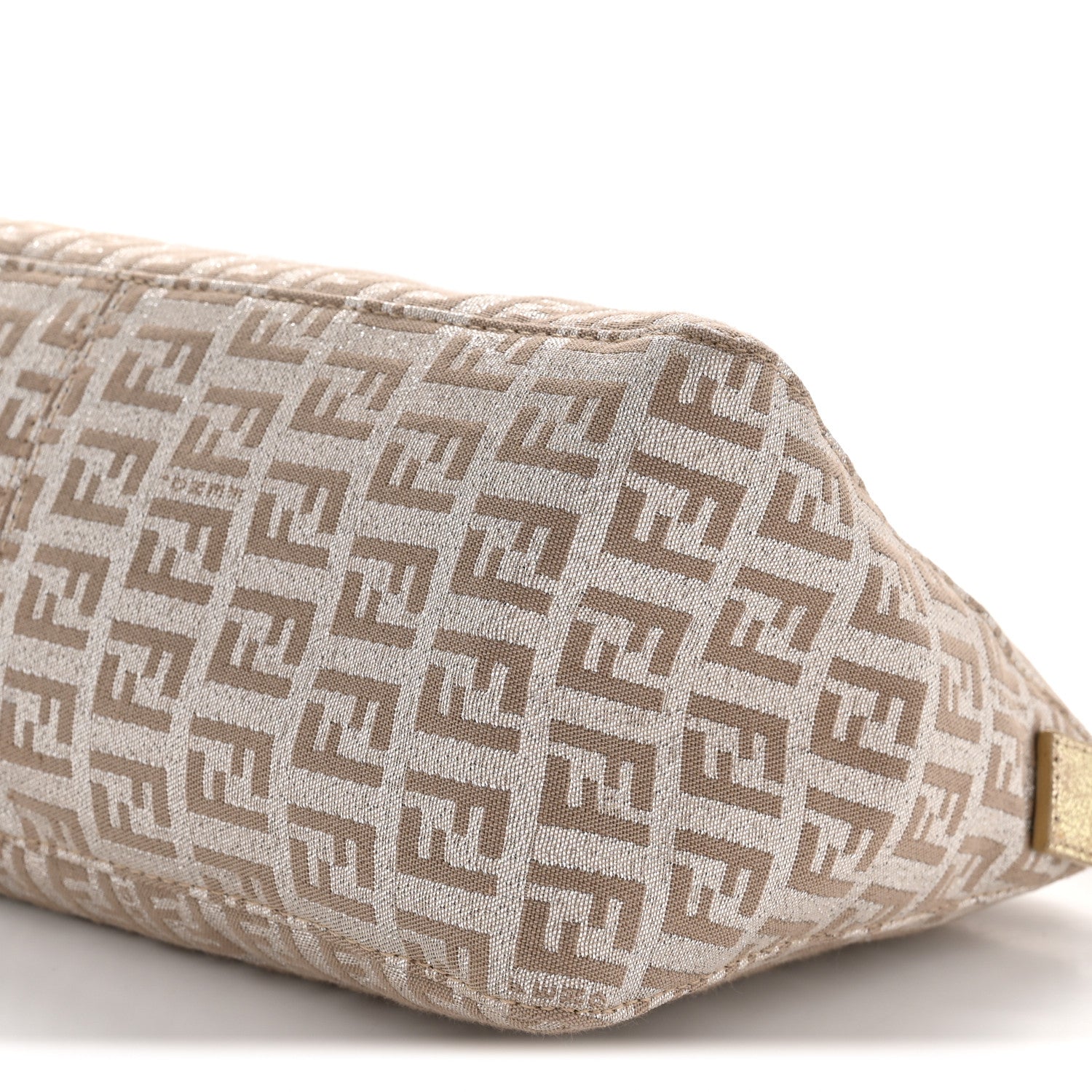 Fendi Metallic Jacquard Zucchino Vitello Pochette Cipria Argento Grigio 10 of 13