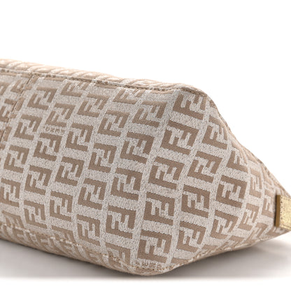 Fendi Metallic Jacquard Zucchino Vitello Pochette Cipria Argento Grigio 10 of 13