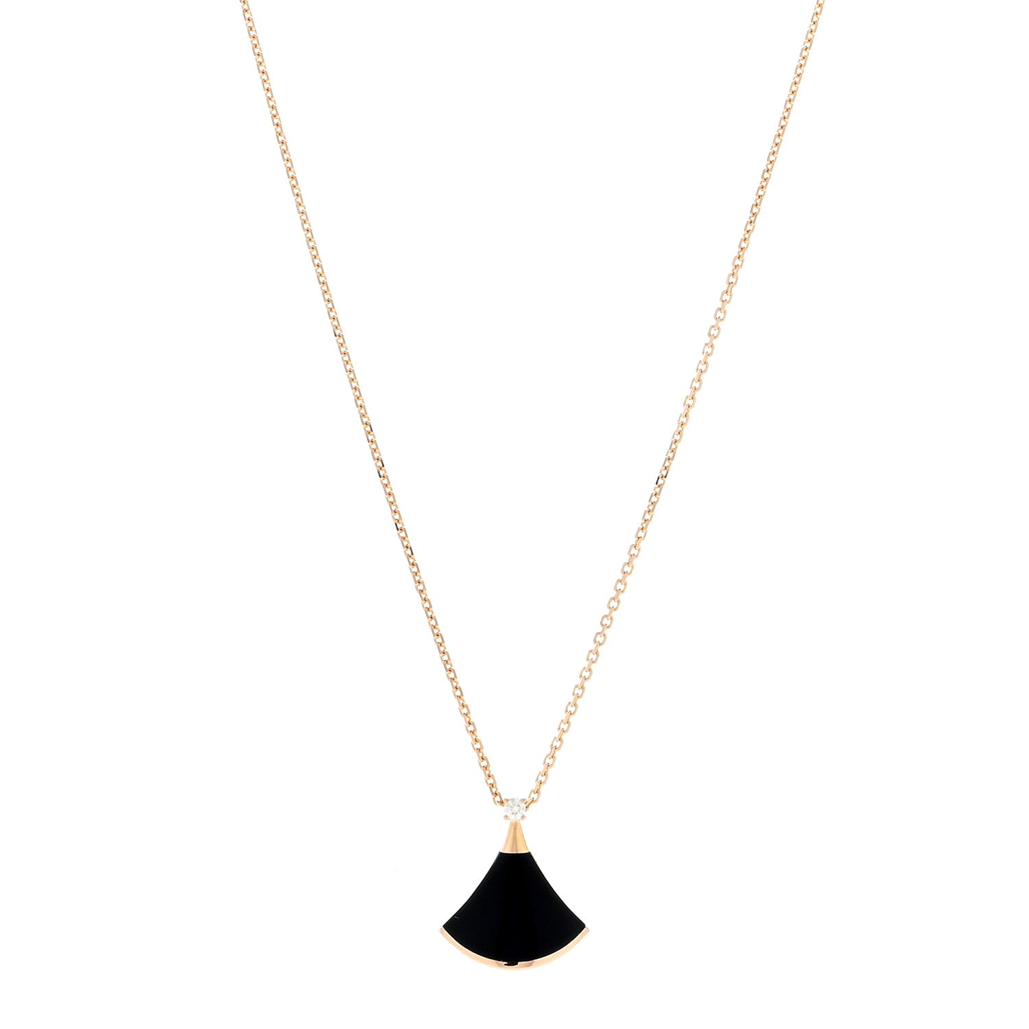 Bulgari 18K Rose Gold Diamond Black Onyx Divas' Dream Pendant Necklace 1 of 4