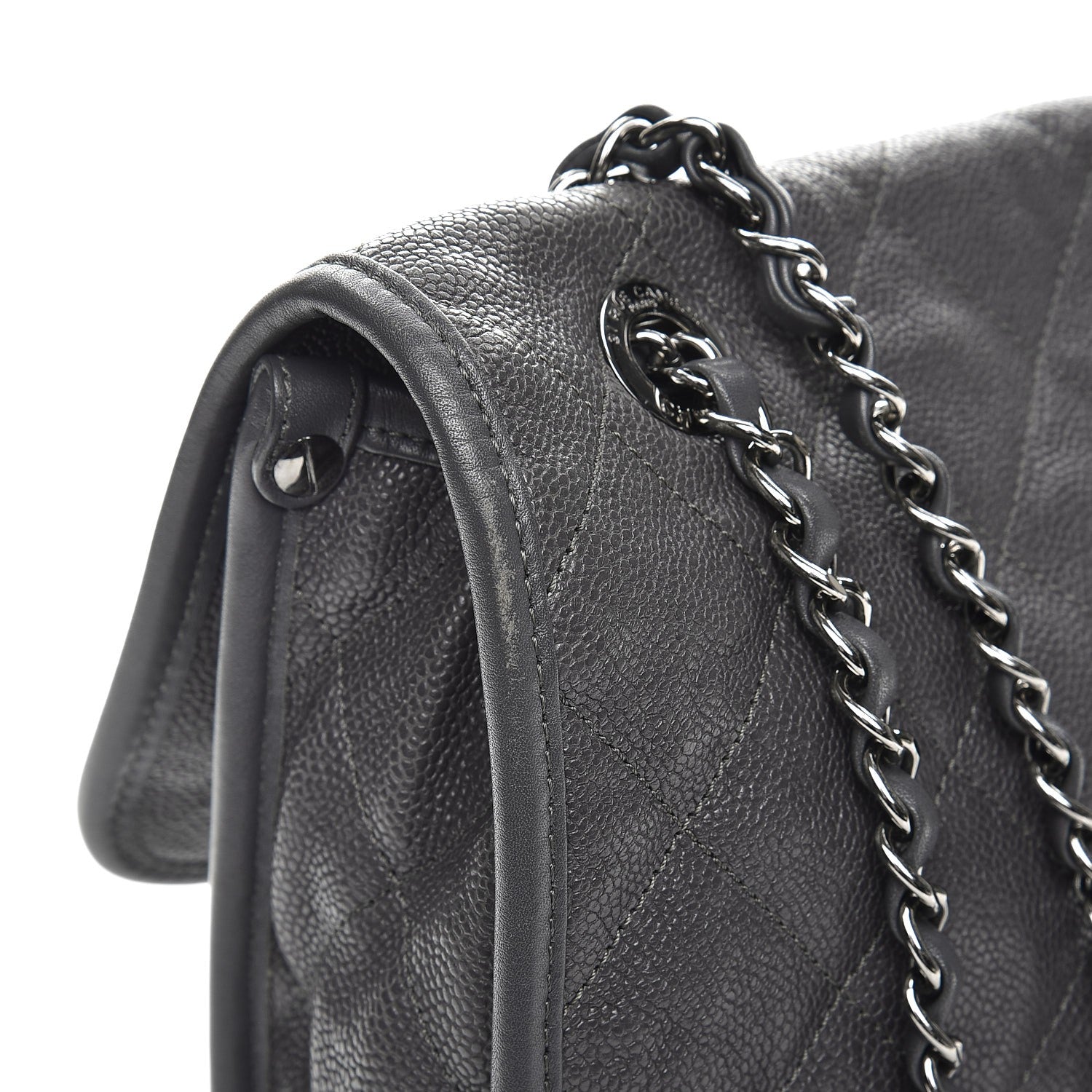 Chanel Caviar Quilted Large French Riviera Flap Dark Grey 8 of 12