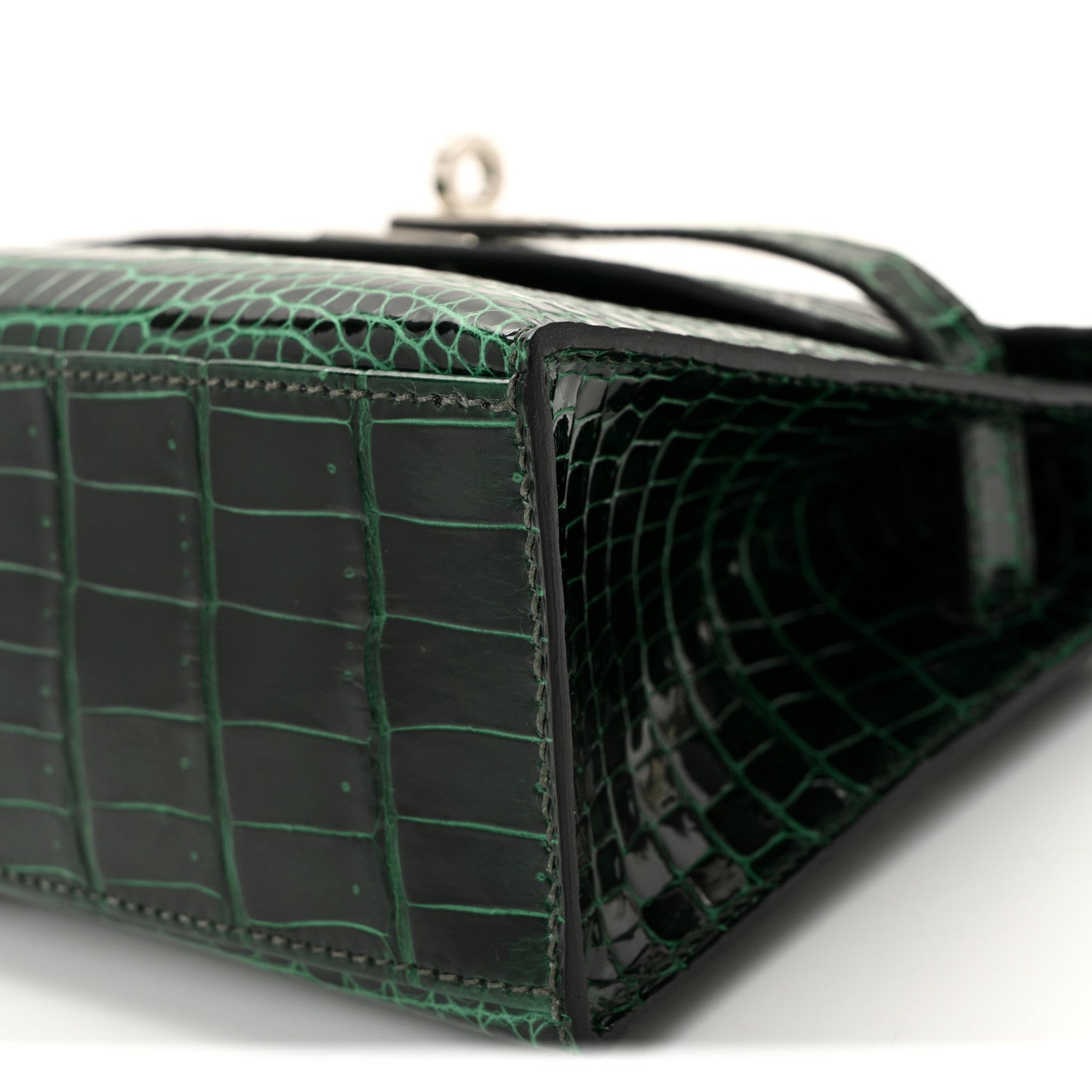 Hermes Shiny Porosus Crocodile Kelly Pochette Vert Cypress 11 of 19