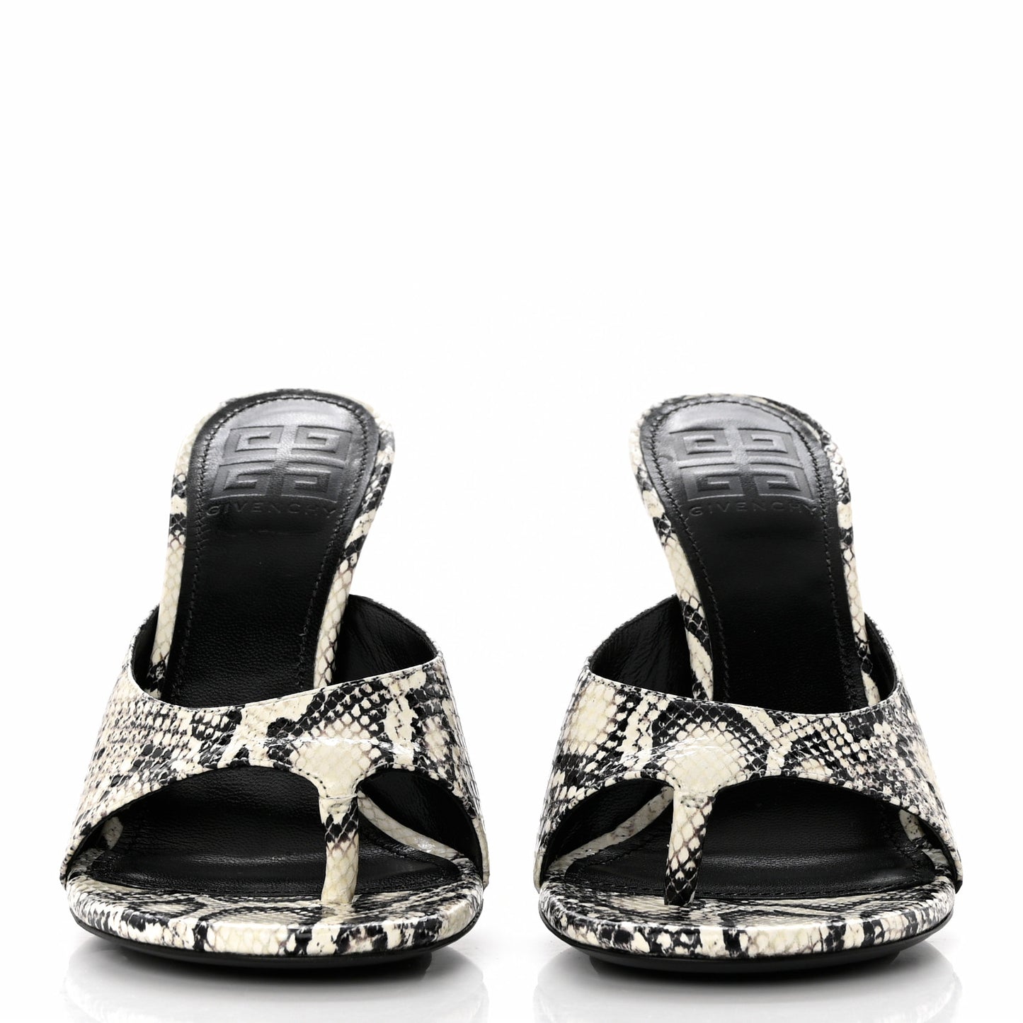 Snakeskin Embossed Thong-Strap Sandals Mules 37 White