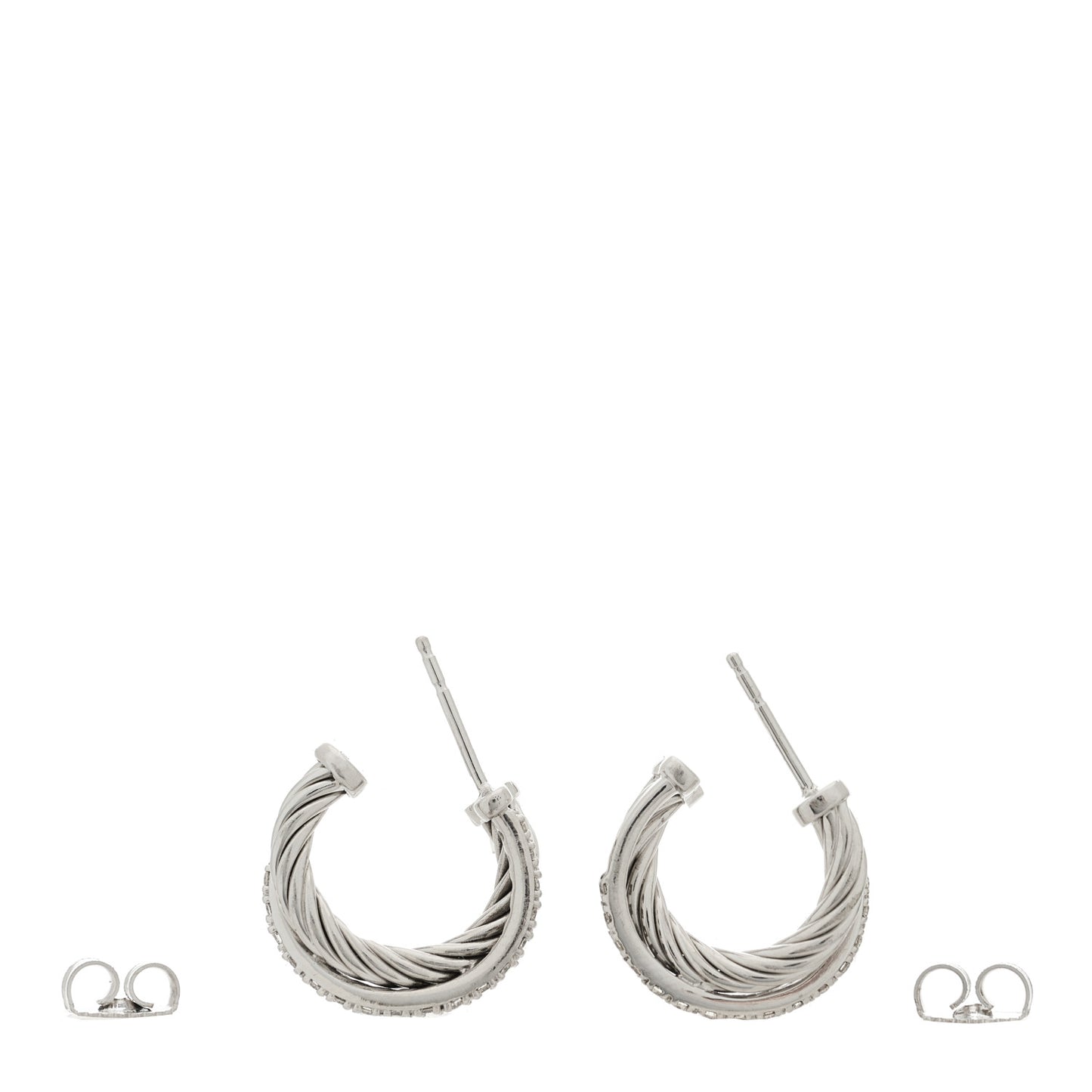 Sterling Silver Diamond Extra Small Crossover Hoop Earrings