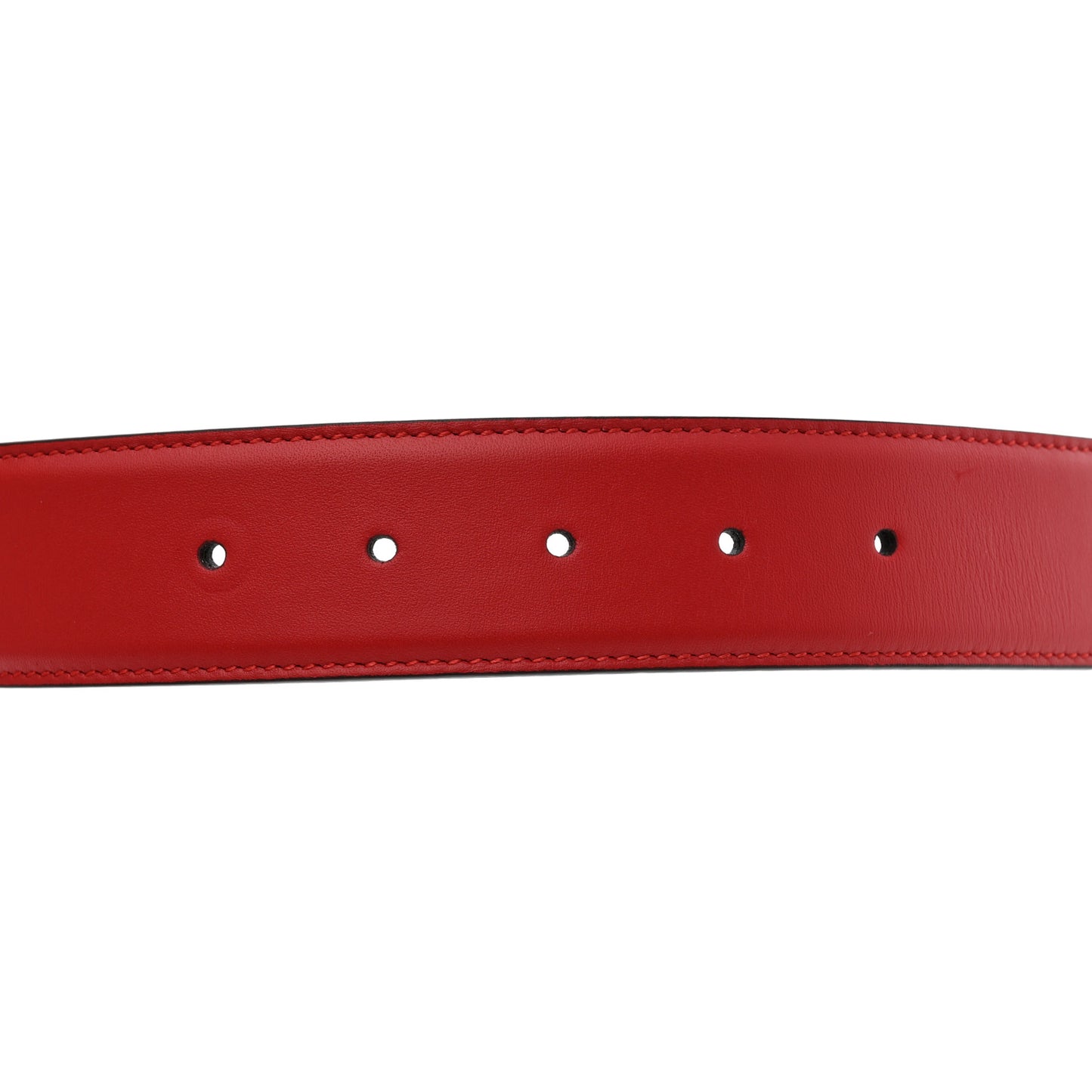 Moon Calfskin Interlocking G 37mm Belt 95 38 Vibrant Red