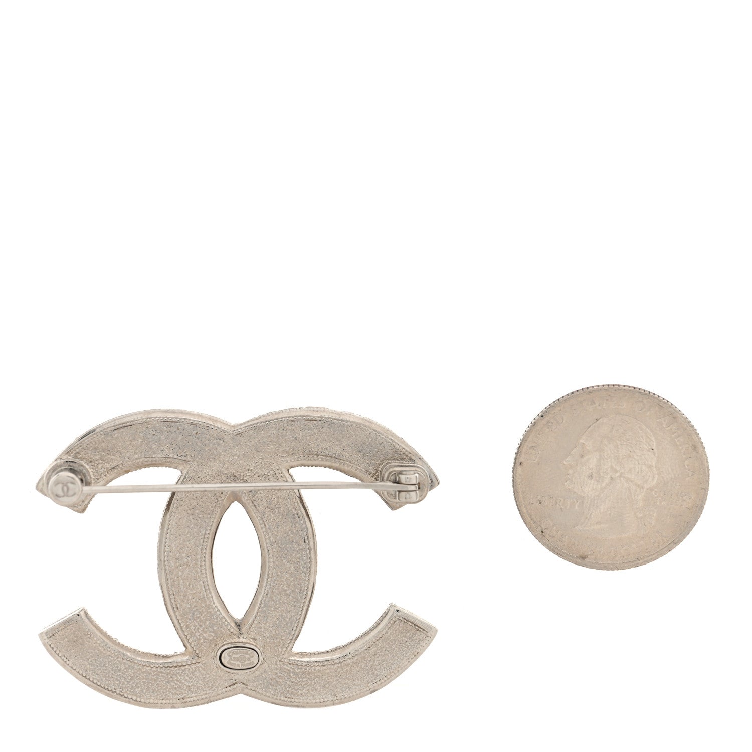 Chanel Crystal Enamel Star CC Brooch Silver Black 2 of 4