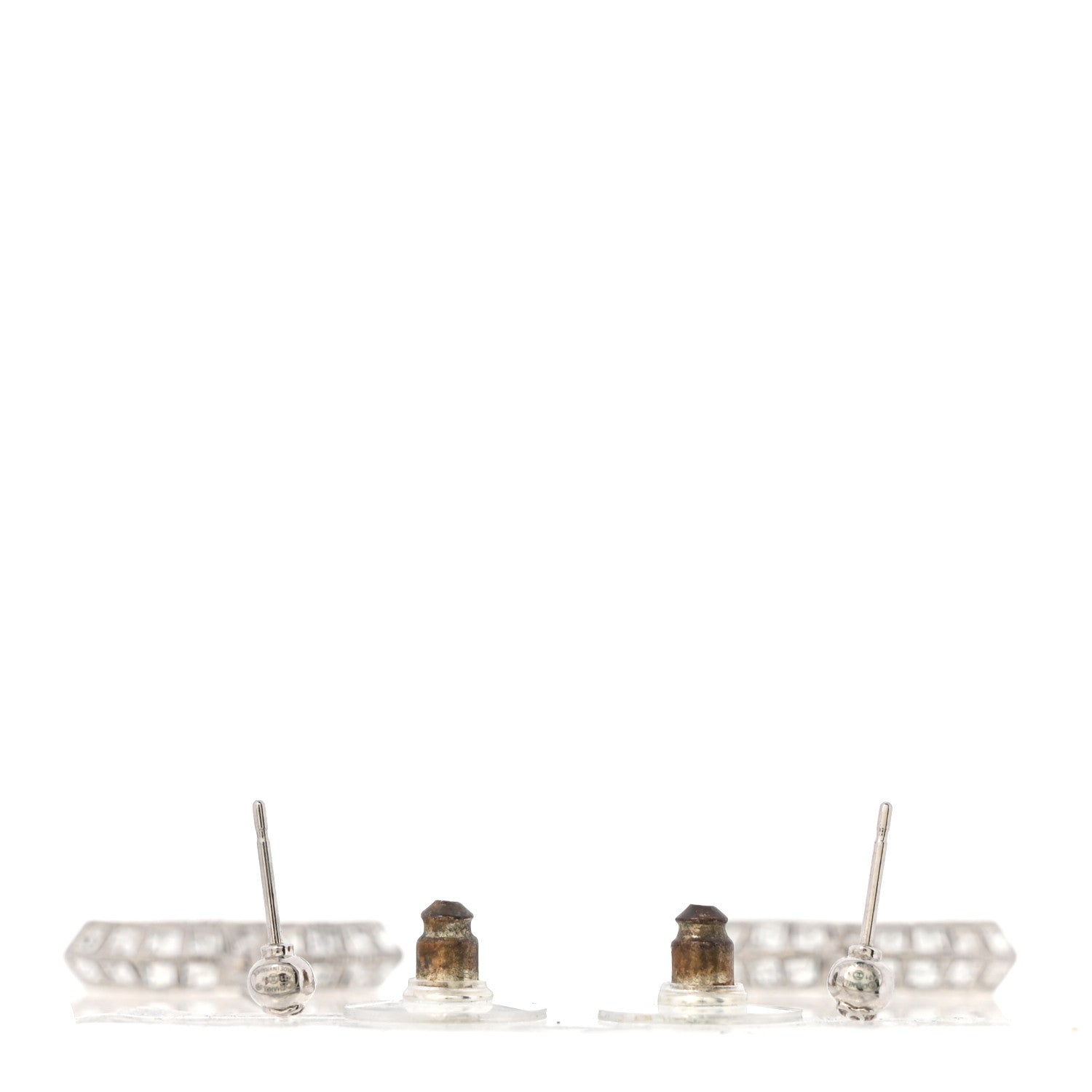 Chanel Baguette Crystal CC Drop Earrings Silver 3 of 5