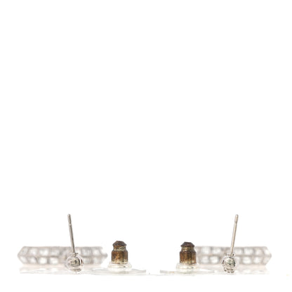 Chanel Baguette Crystal CC Drop Earrings Silver 3 of 5