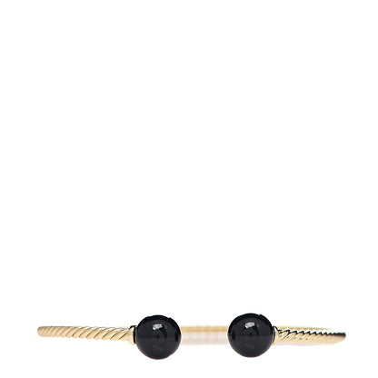 David Yurman 18K Yellow Gold Black Onyx 8.5mm Solari Bracelet 1 of 3