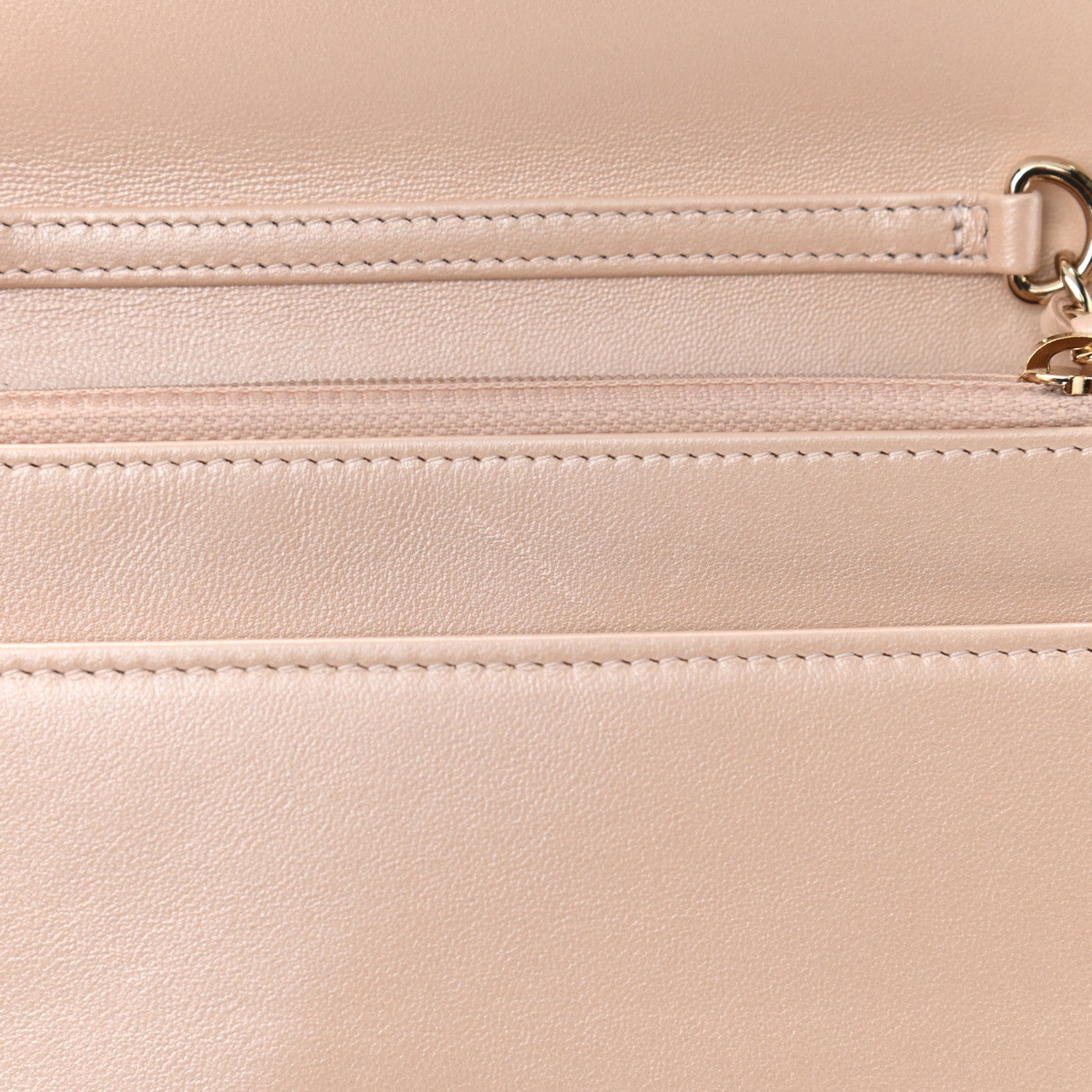 Chanel Iridescent Lambskin Quilted Pearl Wallet On Chain WOC Light Beige 13 of 13