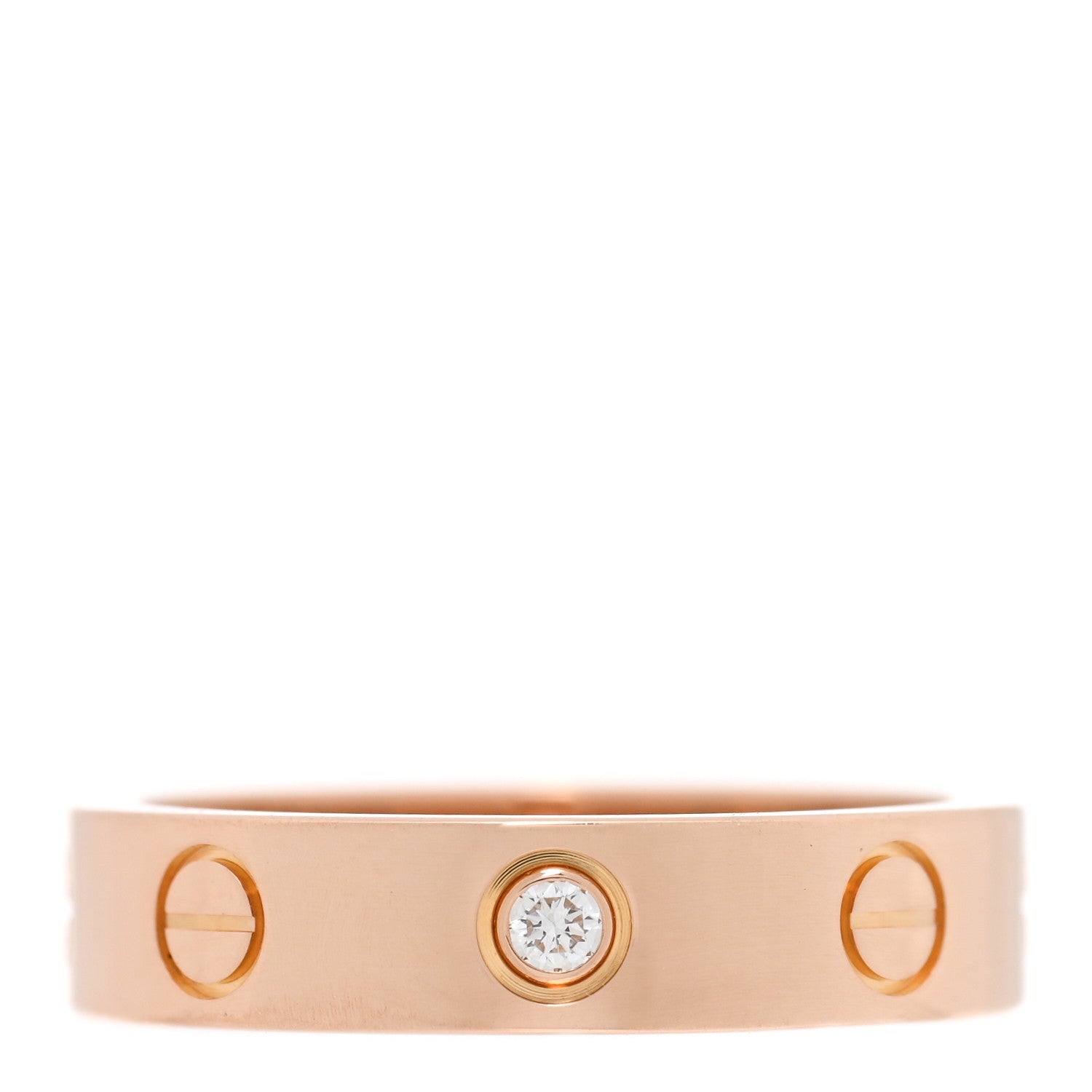 Cartier 18K Pink Gold Diamond 4mm LOVE Wedding Band Ring 48 4.5 1 of 4