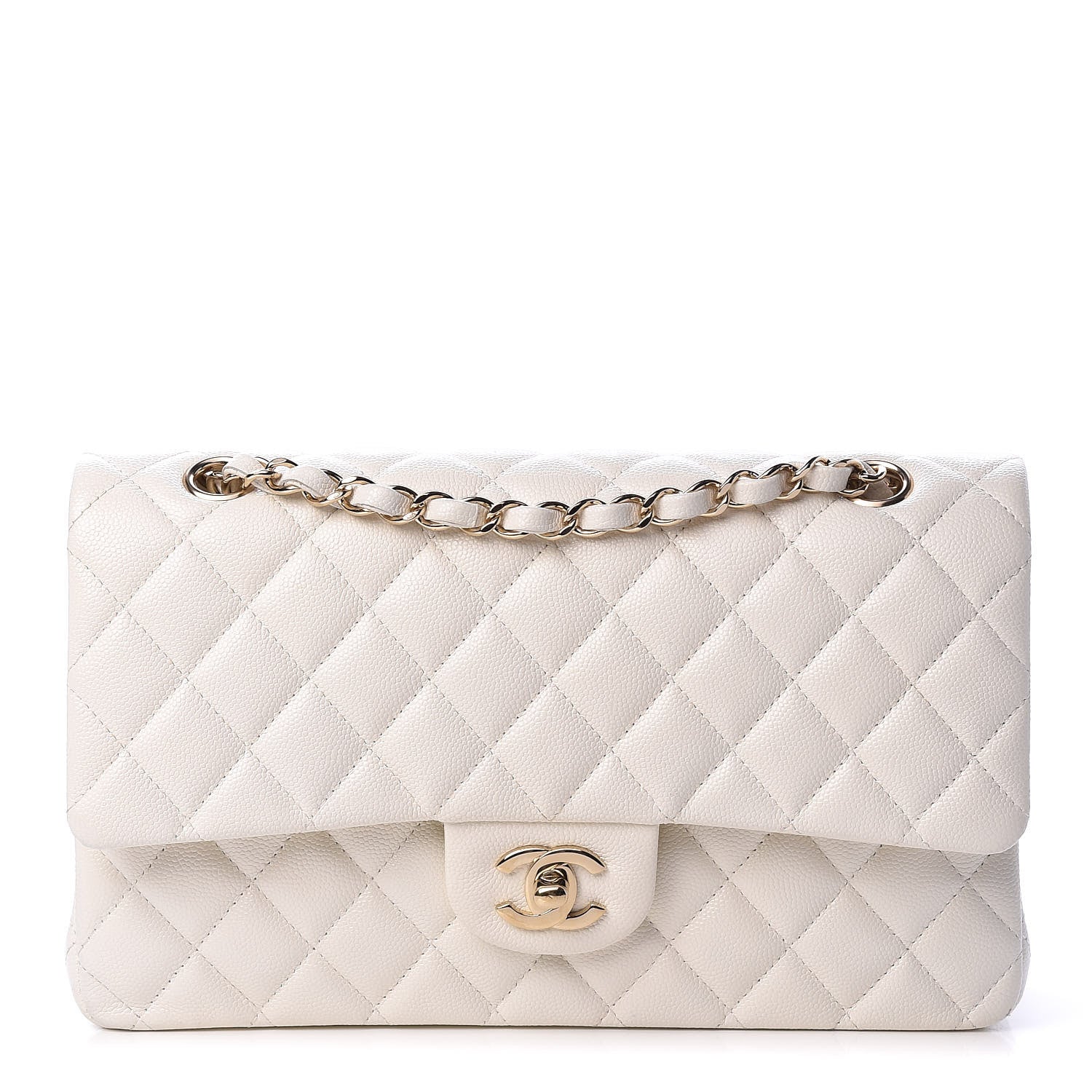 Chanel Caviar Quilted Medium Double Flap White 1 of 14