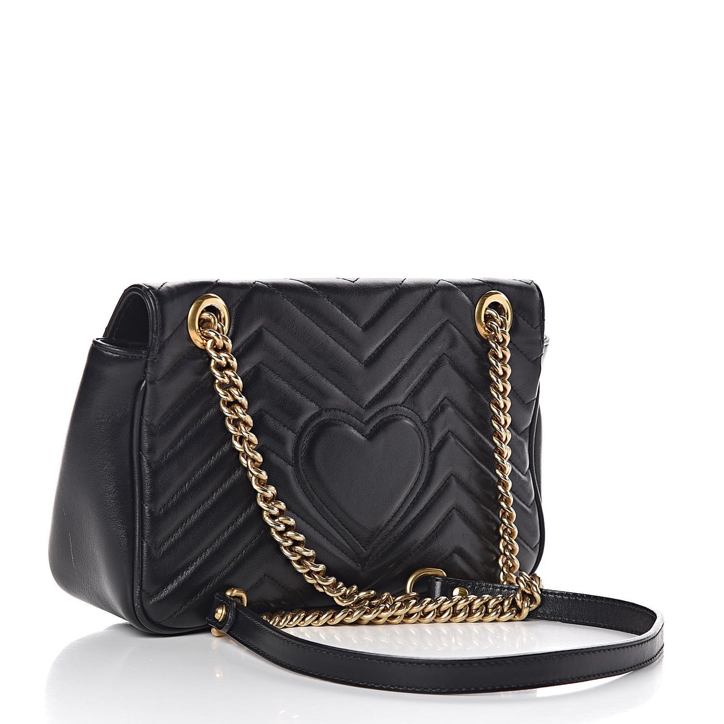 Calfskin Matelasse Small GG Marmont Shoulder Bag Black