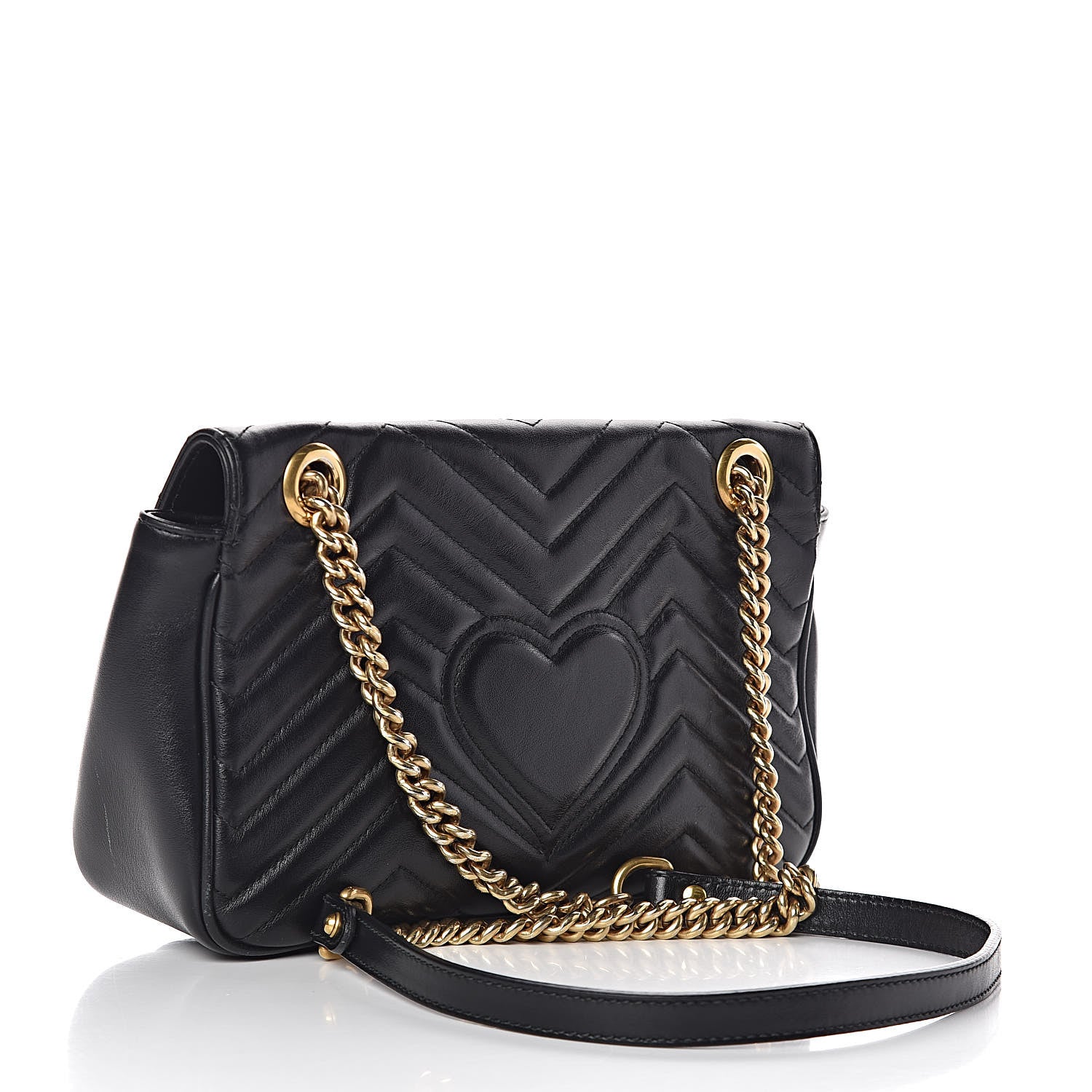 Gucci Calfskin Matelasse Small GG Marmont Shoulder Bag Black 3 of 16