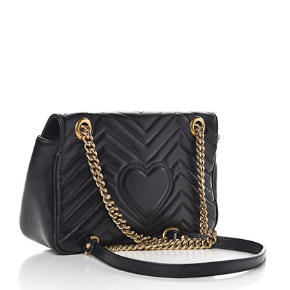 Gucci Calfskin Matelasse Small GG Marmont Shoulder Bag Black 3 of 16