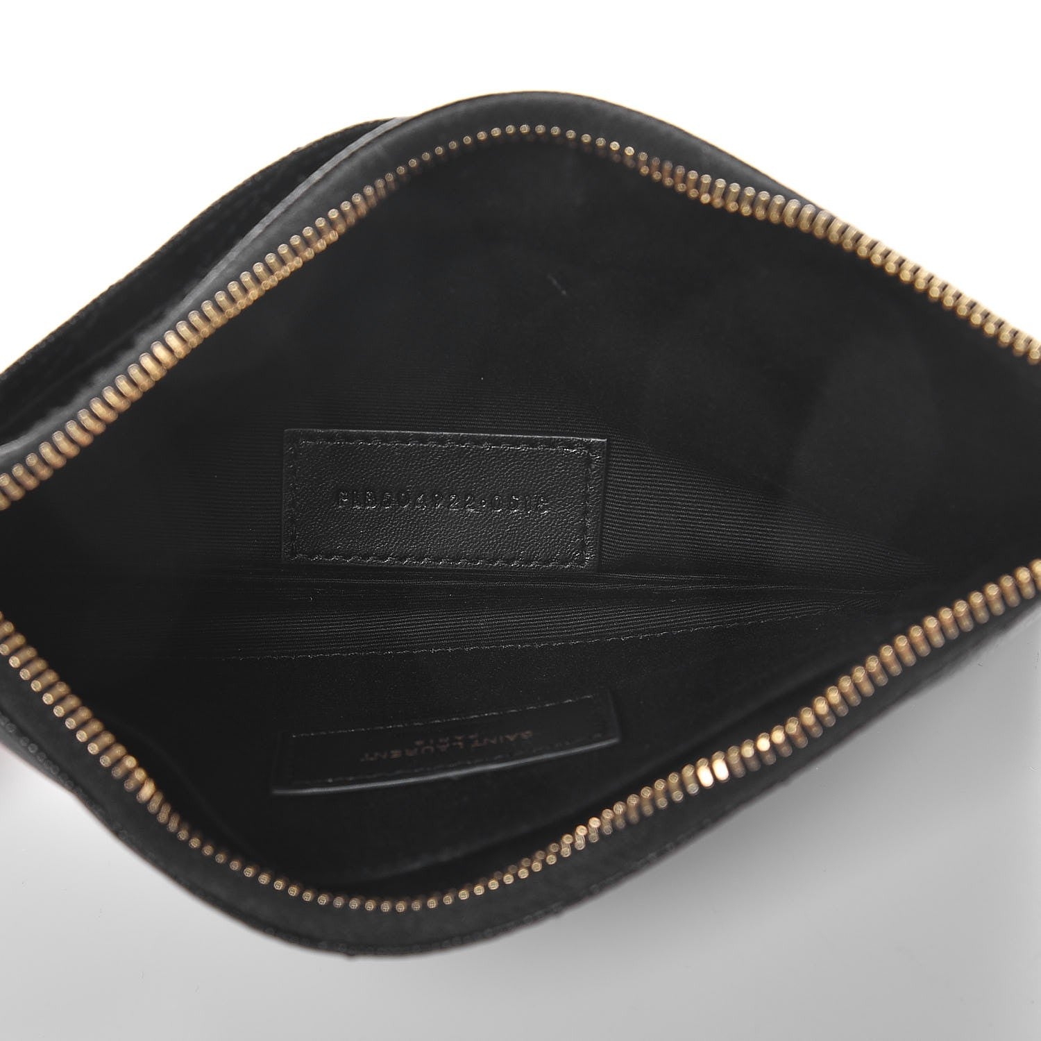 Saint Laurent Grain De Poudre Chevron Monogram Bill Pouch Black 5 of 8