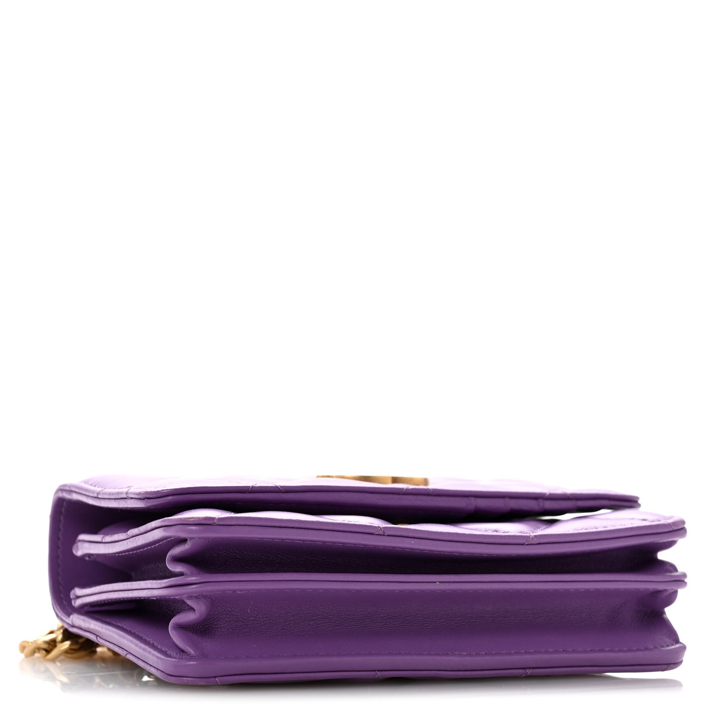 Lambskin Enamel Quilted Pending CC Clutch With Chain  Purple