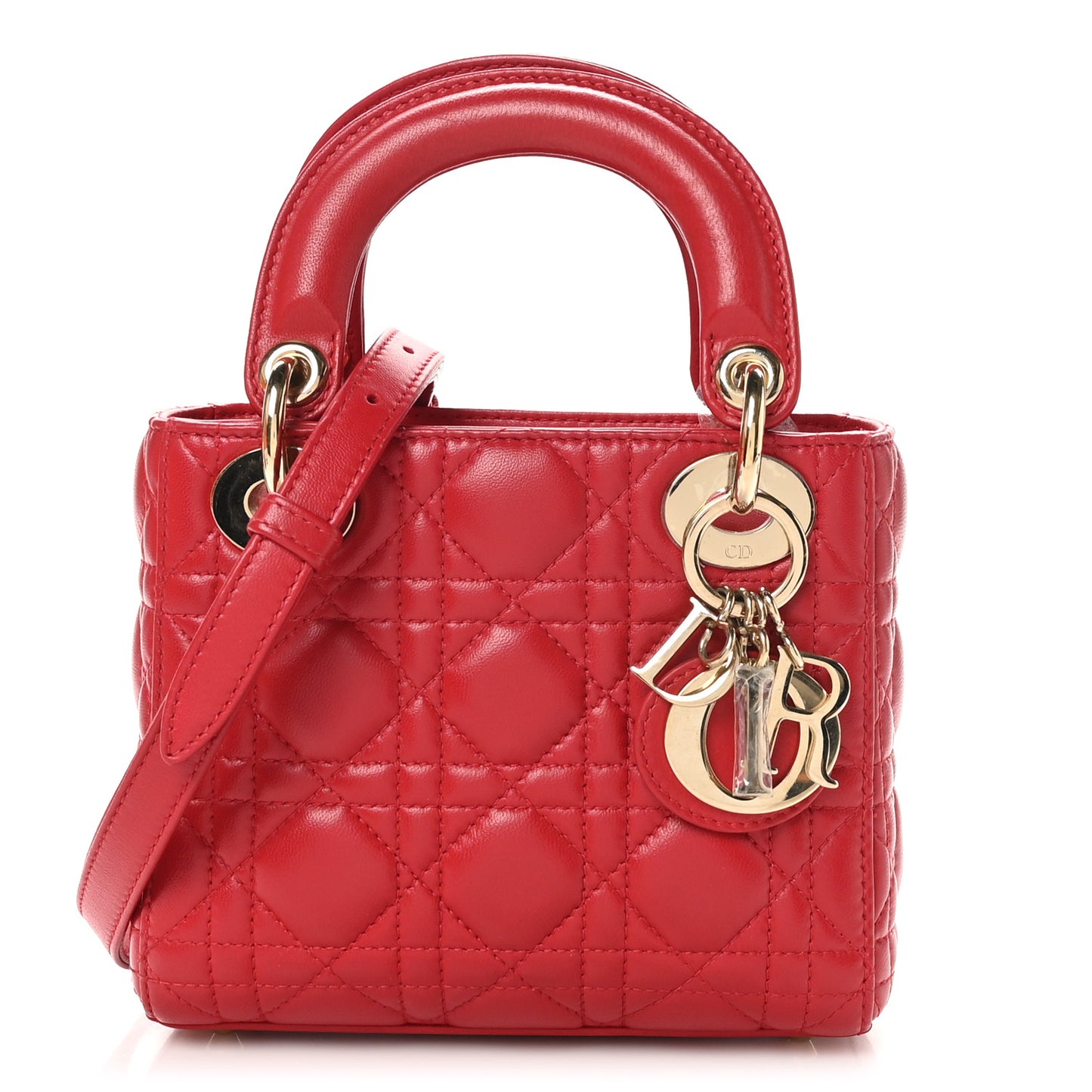 Lambskin Cannage Mini Lady Dior Red