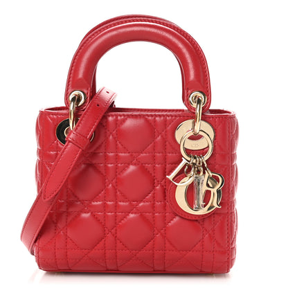 Christian Dior Lambskin Cannage Mini Lady Dior Red 1 of 11
